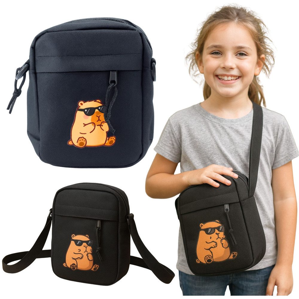 LEAN TOYS Schultertasche Umhängetasche Kindertasche Freizeittasche (Spar-Set, 1-tlg., 5 x 14 x 5, 19, 5 cm leicht), 3 Reißverschlussfächer, verstellbarer Gurt, leicht