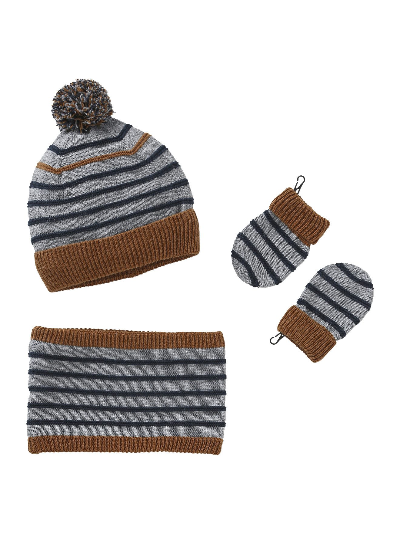 vertbaudet Mütze & Schal Jungen Baby-Set: Mütze, Rundschal & Fäustlinge