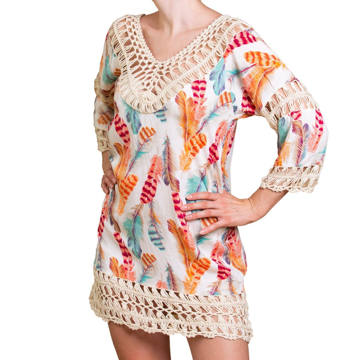 PANASIAM Tunikakleid Tunika Ibiza aus feiner Baumwolle Strandtunika Onesize günstig online kaufen