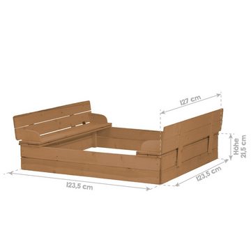 roba® Sandkasten aufklappbar zu zwei Bänken, aus Massivholz, wetterfest