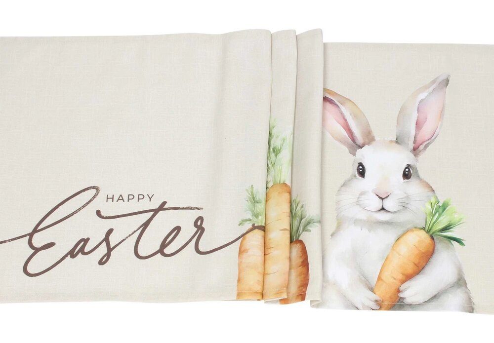 Home-trends24.de Вузькі скатертини Tischdeko Ostern Ostermotive Osterhase Beige 40 x 140 Bedruckt