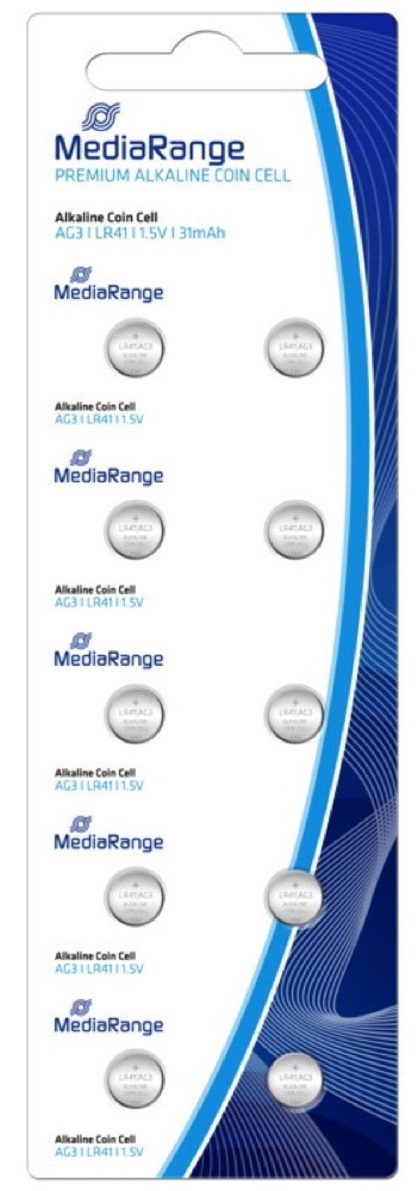 Mediarange 10 AG3 / V 392 / LR41 Alkaline Knopfzelle Batterien im 10er Blister Knopfzelle