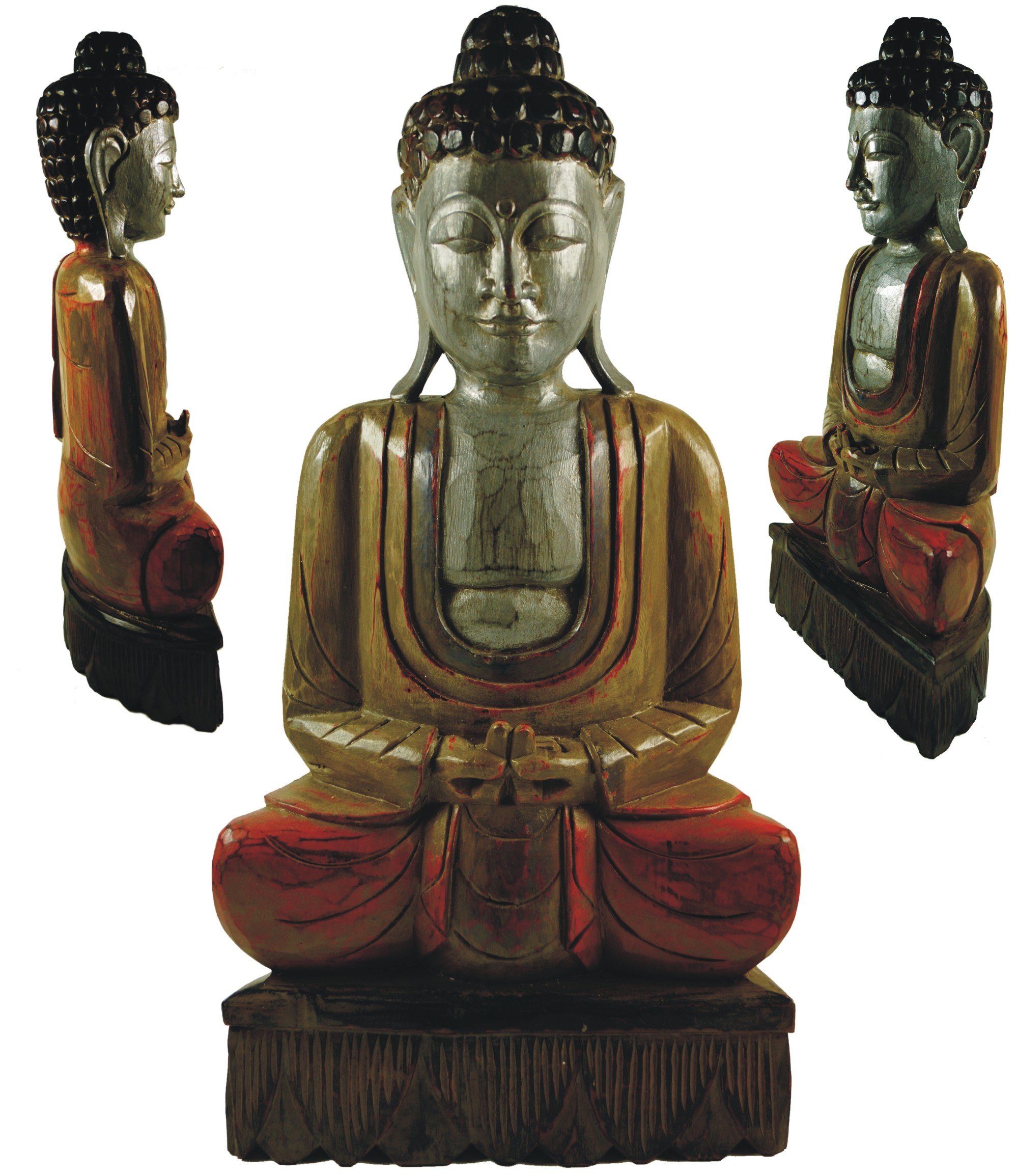 Guru-Shop Buddhafigur Großer Holzbuddha, Dhyana Mudra | Dekofiguren