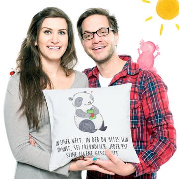 Mr. & Mrs. Panda Dekokissen Panda Depression - Weiß - Geschenk, Kissenhülle, Stimmungstief, Antri, Weiche Mikrofaser