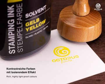 OCTOPUS Fluids Lenizett Solvent Stempelfarbe für glatte Untergründe, gelb Stempelkissen (1-tlg., wasserfest)
