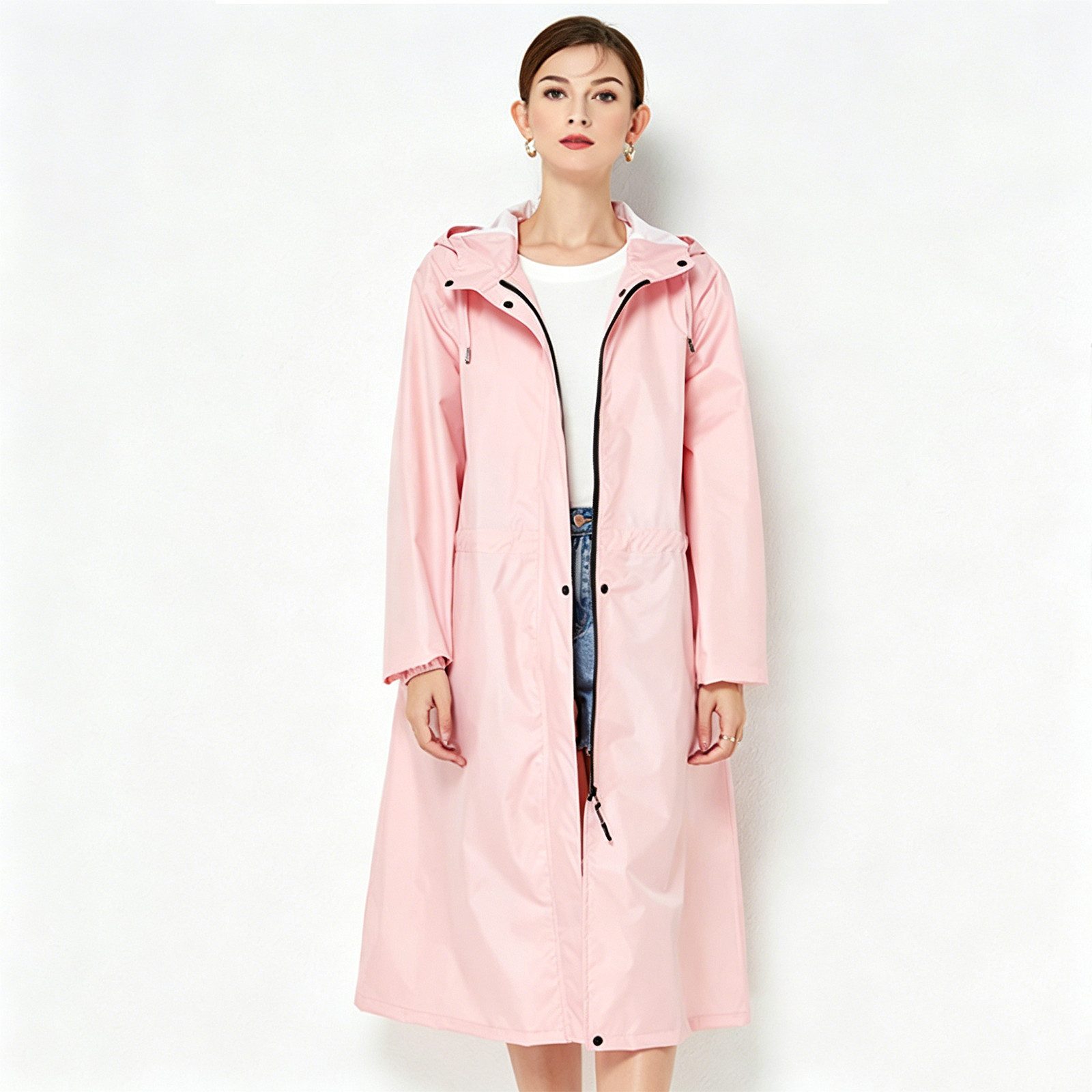 MOPUEA Regenjacke Lange Regenjacke Wasserdicht Winddicht Leicht Faltbar Outdoor Jacke (Regenjacke für Alltag, Reisen und wechselhaftes Wetter, Leicht faltbar, spart Platz im Rucksack oder Koffer) Wasserdicht, winddicht, leicht und pflegeleicht