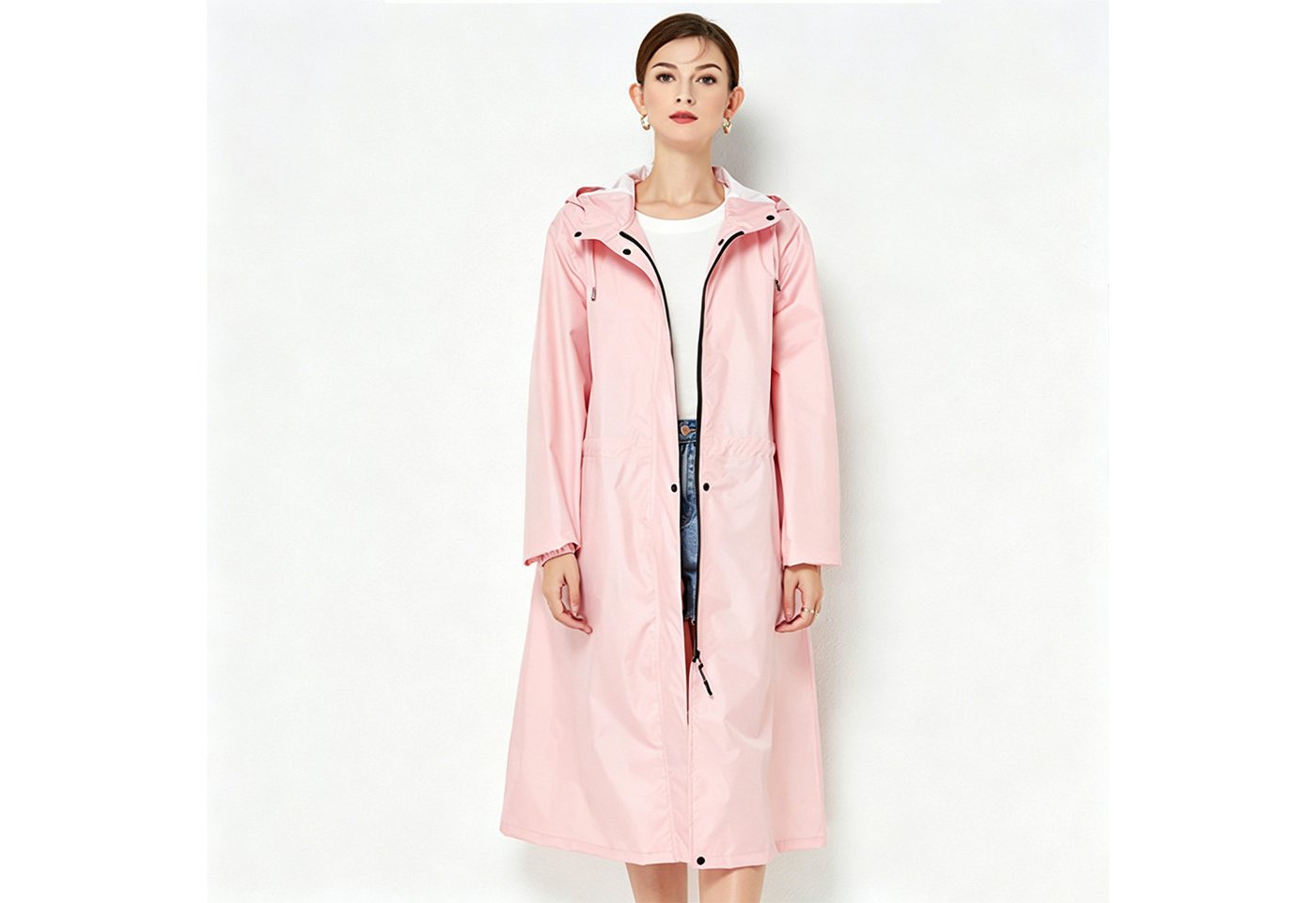 MOPUEA Regenjacke Lange Regenjacke Wasserdicht Winddicht Leicht Faltbar Outdoor Jacke (Regenjacke für Alltag, Reisen und wechselhaftes Wetter, Leicht faltbar, spart Platz im Rucksack oder Koffer) Wasserdicht, winddicht, leicht und pflegeleicht
