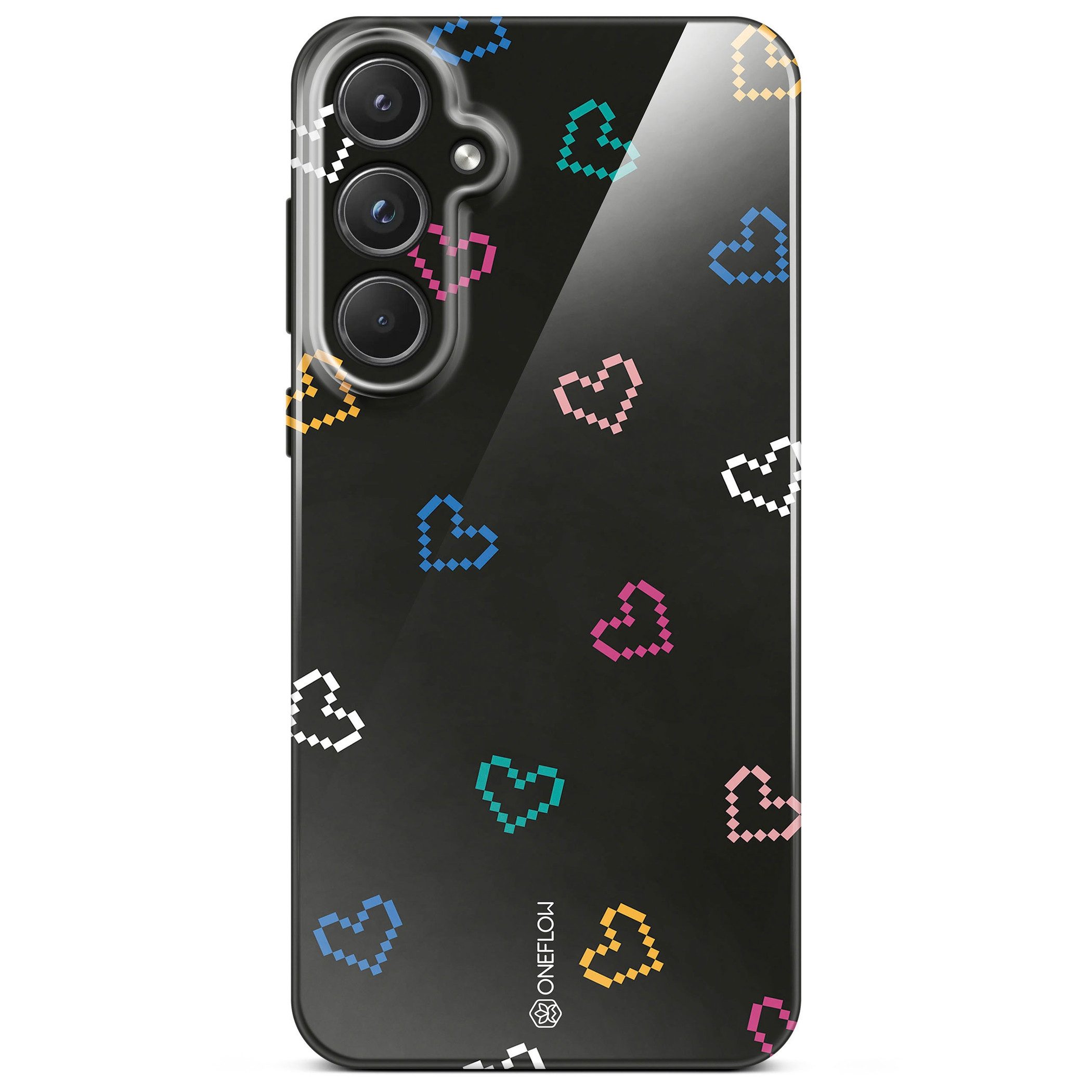 Handyhülle für Samsung Galaxy A55 5G Splash Cover Retro Herzen Schwarz