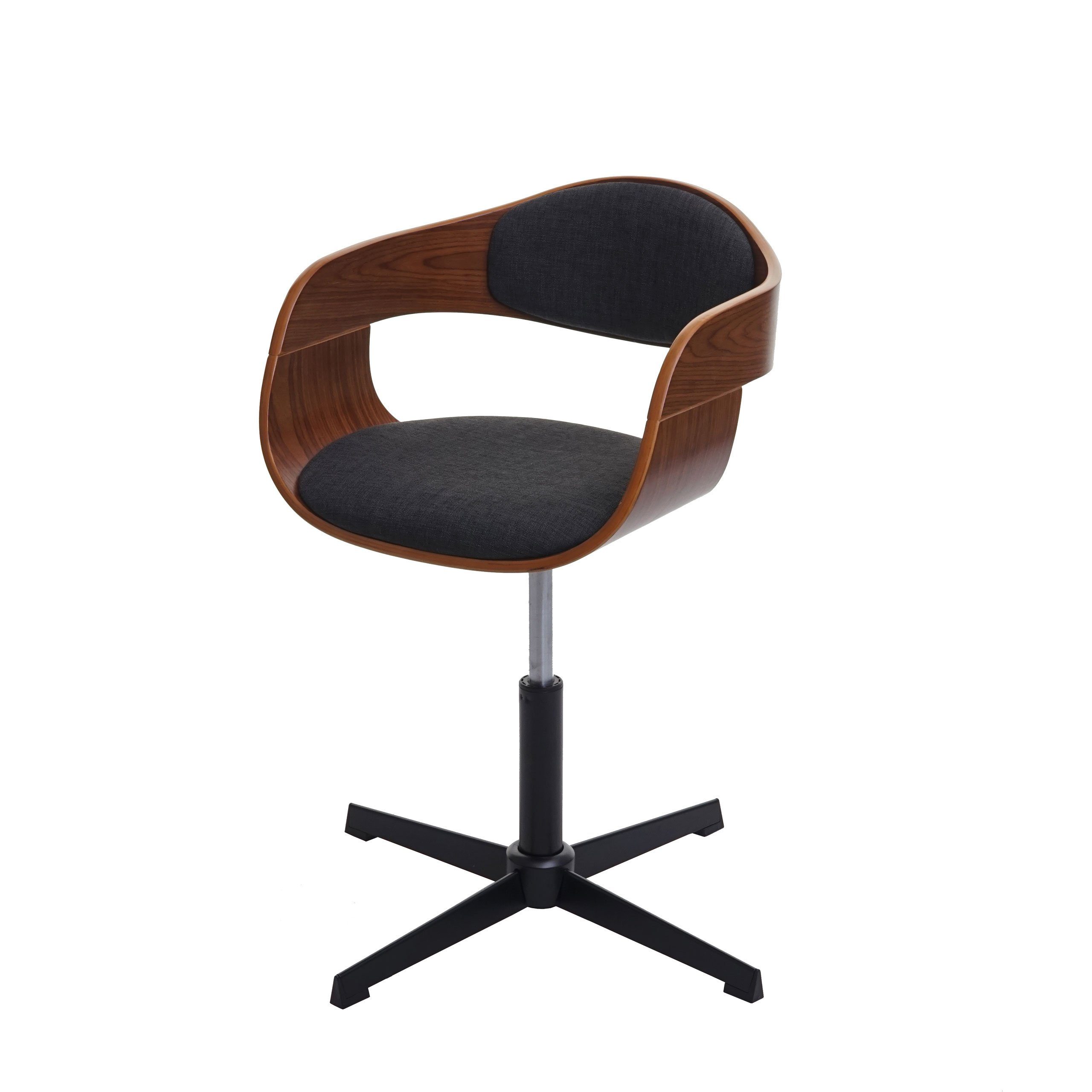 MCW Esszimmerstuhl MCW-H46 (1er), Höhenverstellbar, Drehmechanismus, Walnuss-Optik