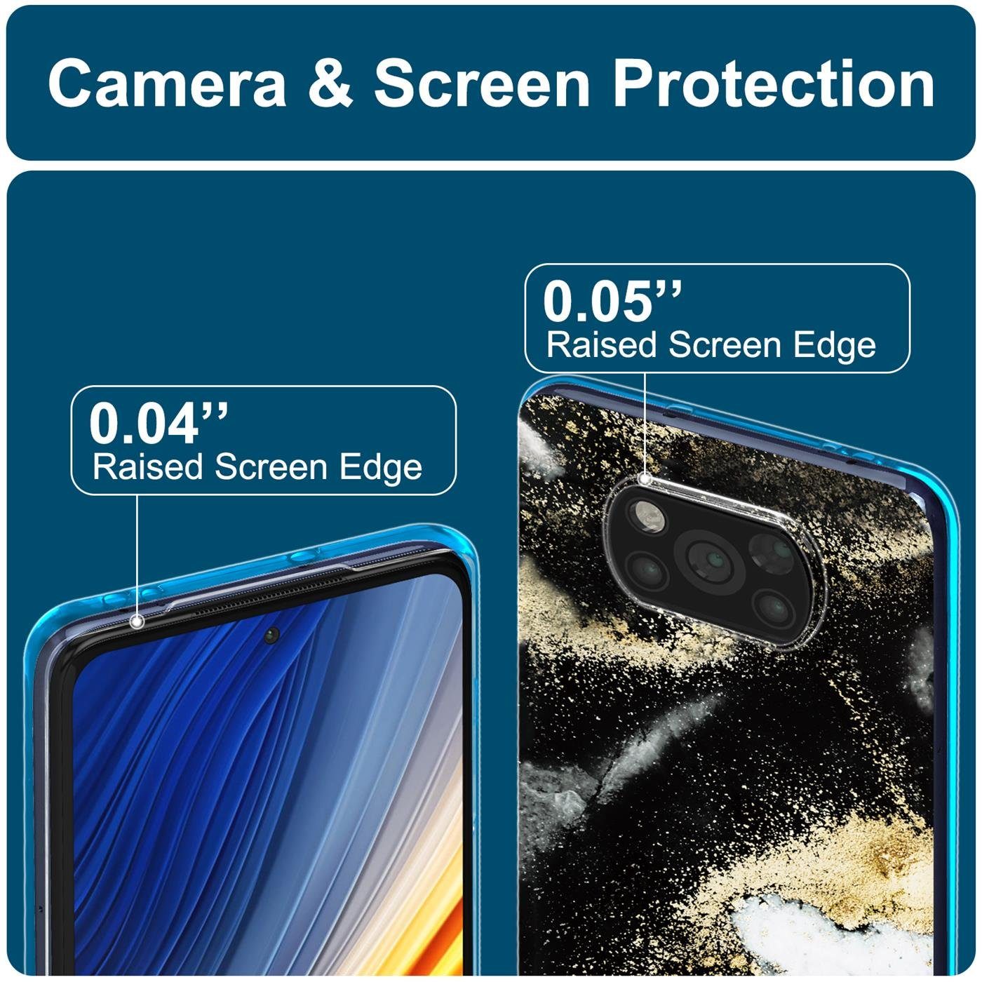 CoolGadget Handyhülle Marmor Slim Case für Xiaomi Poco X3 Pro 6,67 Zoll, Hülle Dünne Silikon Schutzhülle für Poco X3 Pro, Poco X3 Hülle