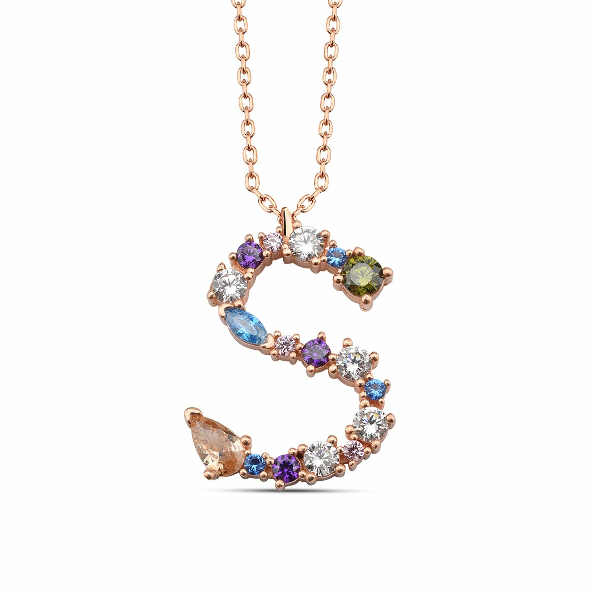 dKeniz Kette mit Anhänger 925/- Sterling Silber rosèvergoldet Buchstabenket günstig online kaufen