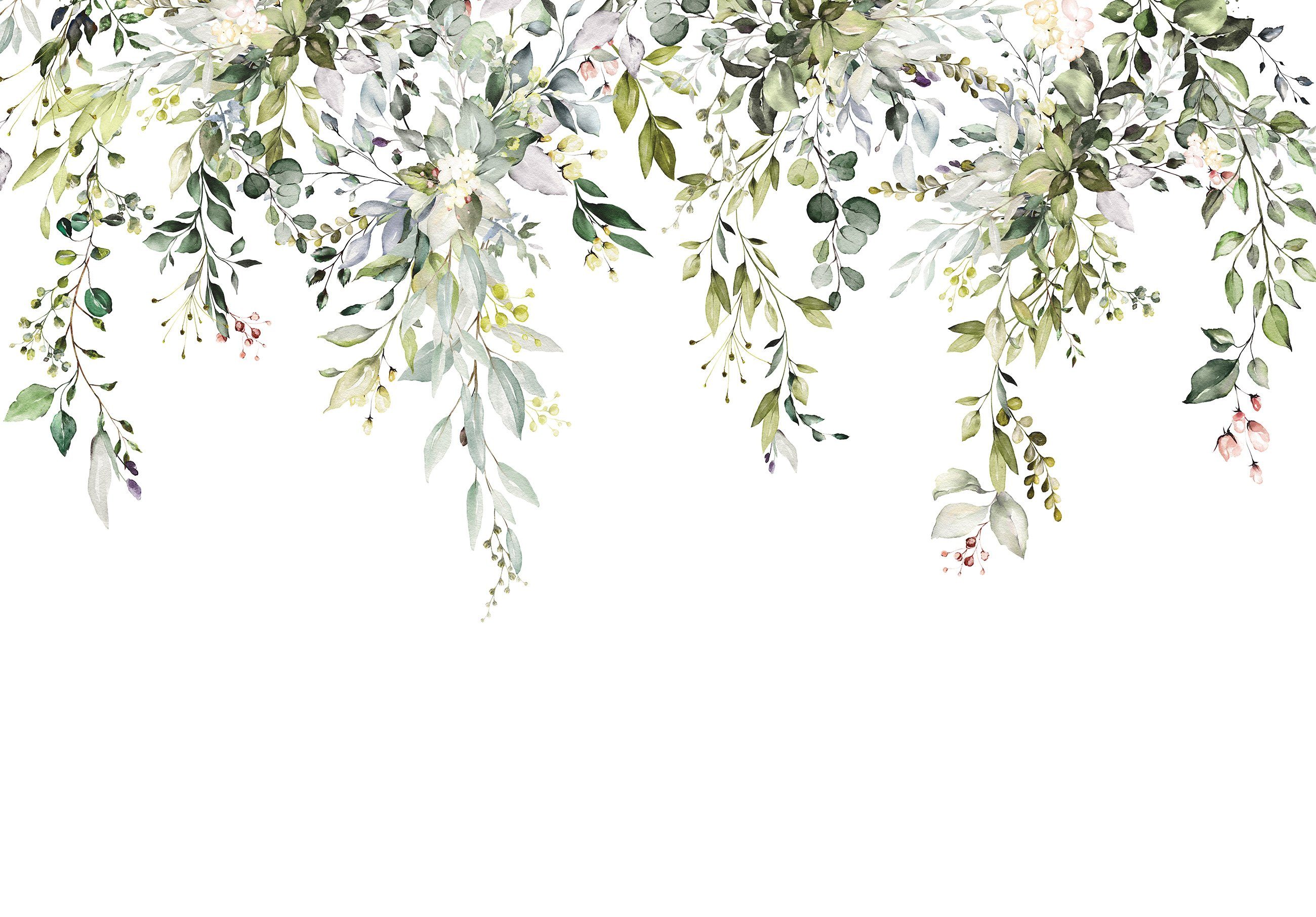 Wallarena Fototapete Blätter Grün Gold Pflanzen Vlies Tapete Wohnzimmer Sch günstig online kaufen