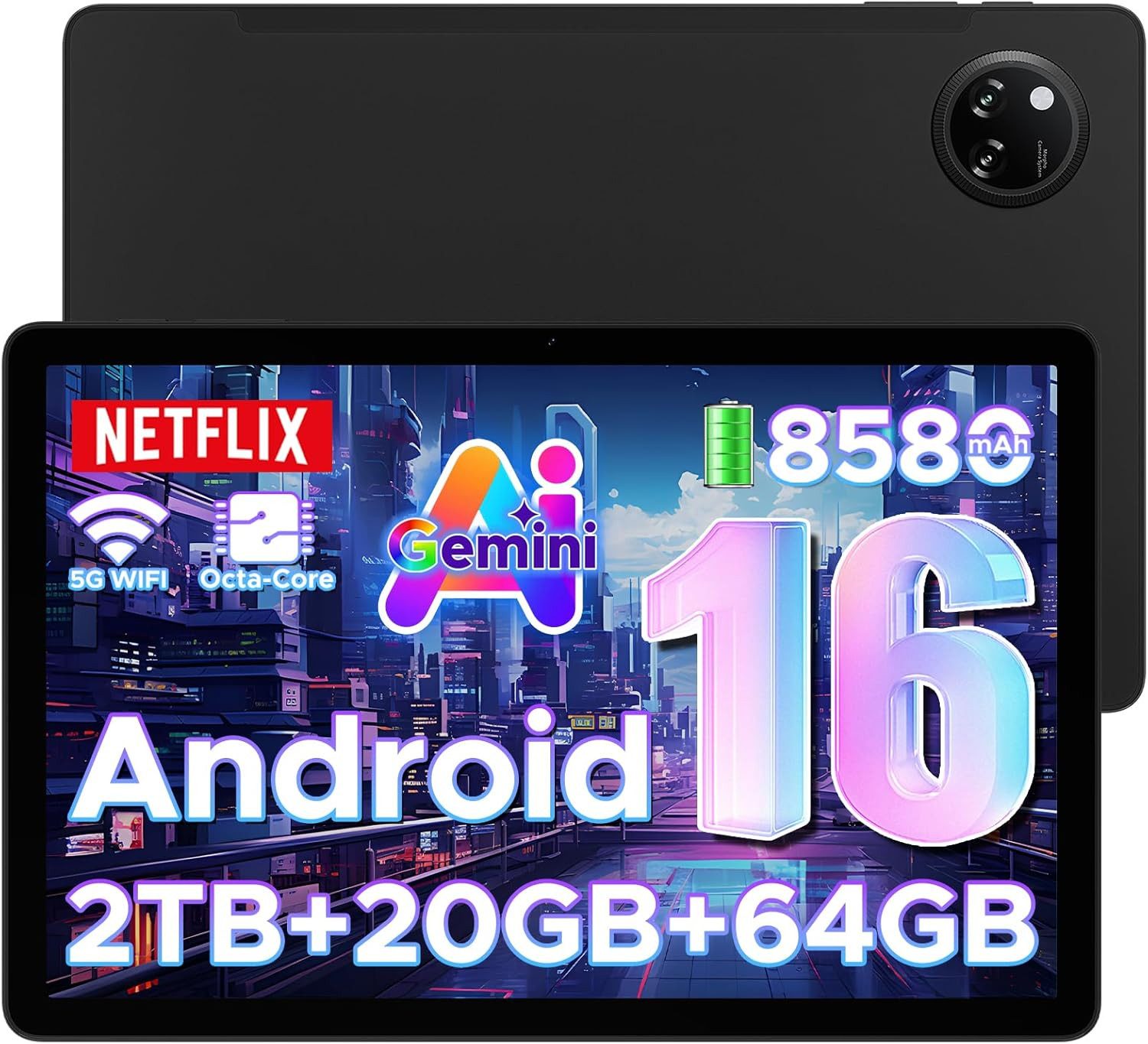 DOOGEE 4 GB RAM 90Hz-1080P Gaming 8580mAh Octa-Core Tablet (11", 64 GB, Android 16, Kraftvolles Multitasking und Entertainment für Arbeit und Freizeit)