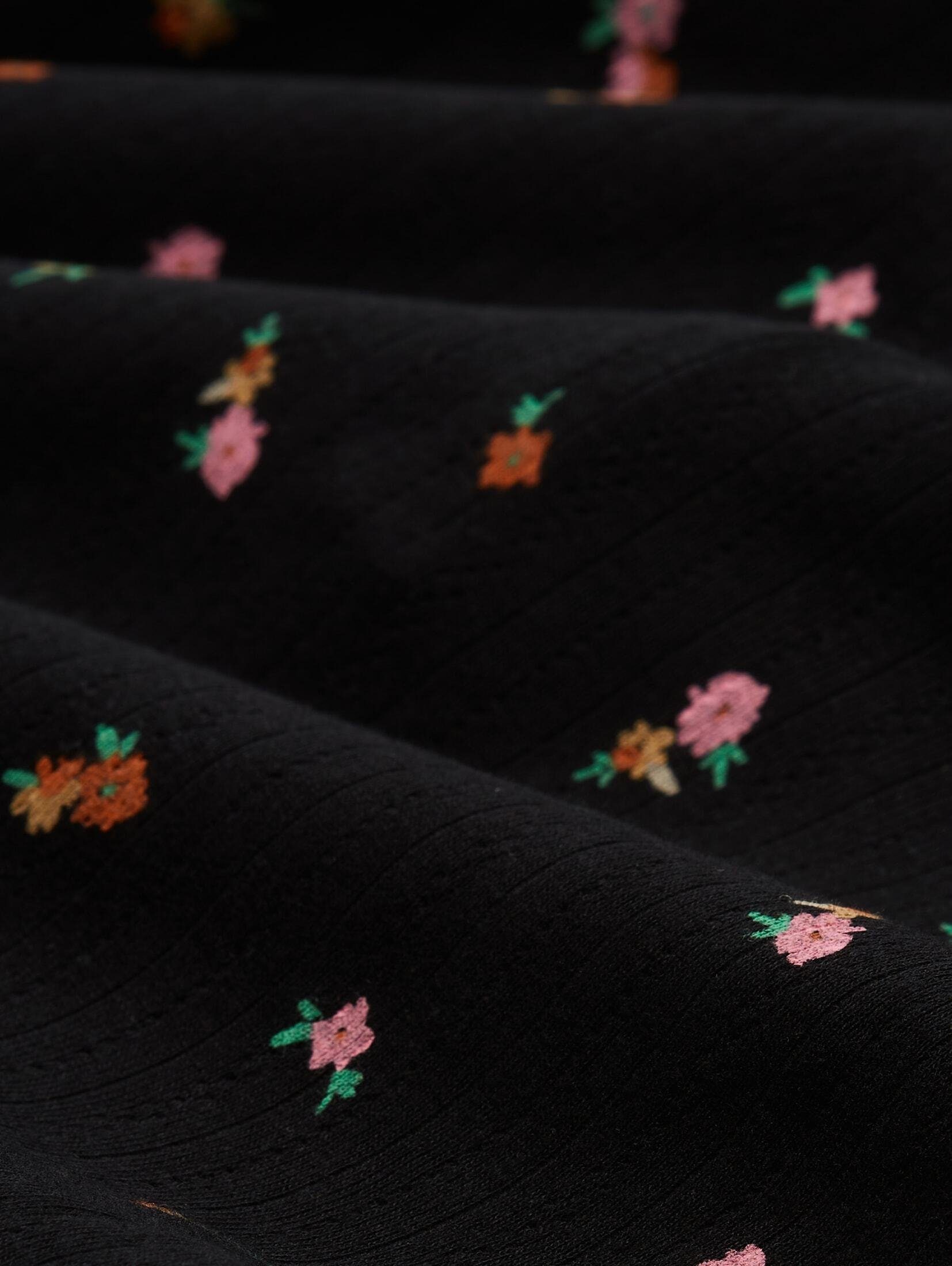 TAILOR mit TOM small print T-Shirt Blumenmuster flower Denim Langarmshirt black