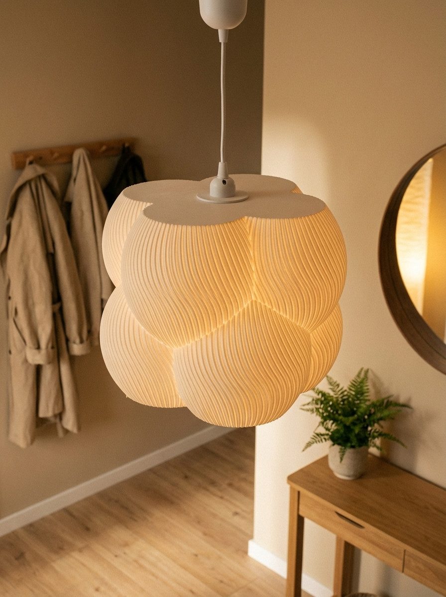 Roomberry Lampenschirm Bubble Hängelampe Pendelleuchte E27 rund, weiß beige rosa lila grau 25-35cm – Bild 3 von 5