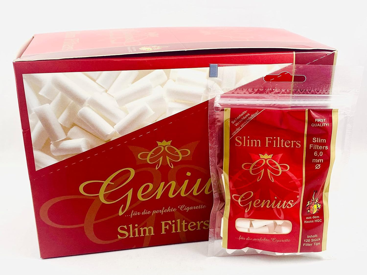 meytrade Filter-Set Genius Zigaretten Slim Filter 6mm 5x 120 Stück, 600 Slim Filter 6mm Durchmesser