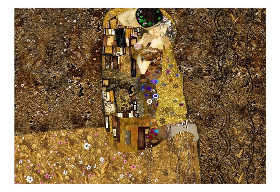 KUNSTLOFT Vliestapete Klimt inspiration - Kiss 1x0.7 lichtbeständige halb-matt, Golden m, Design Tapete