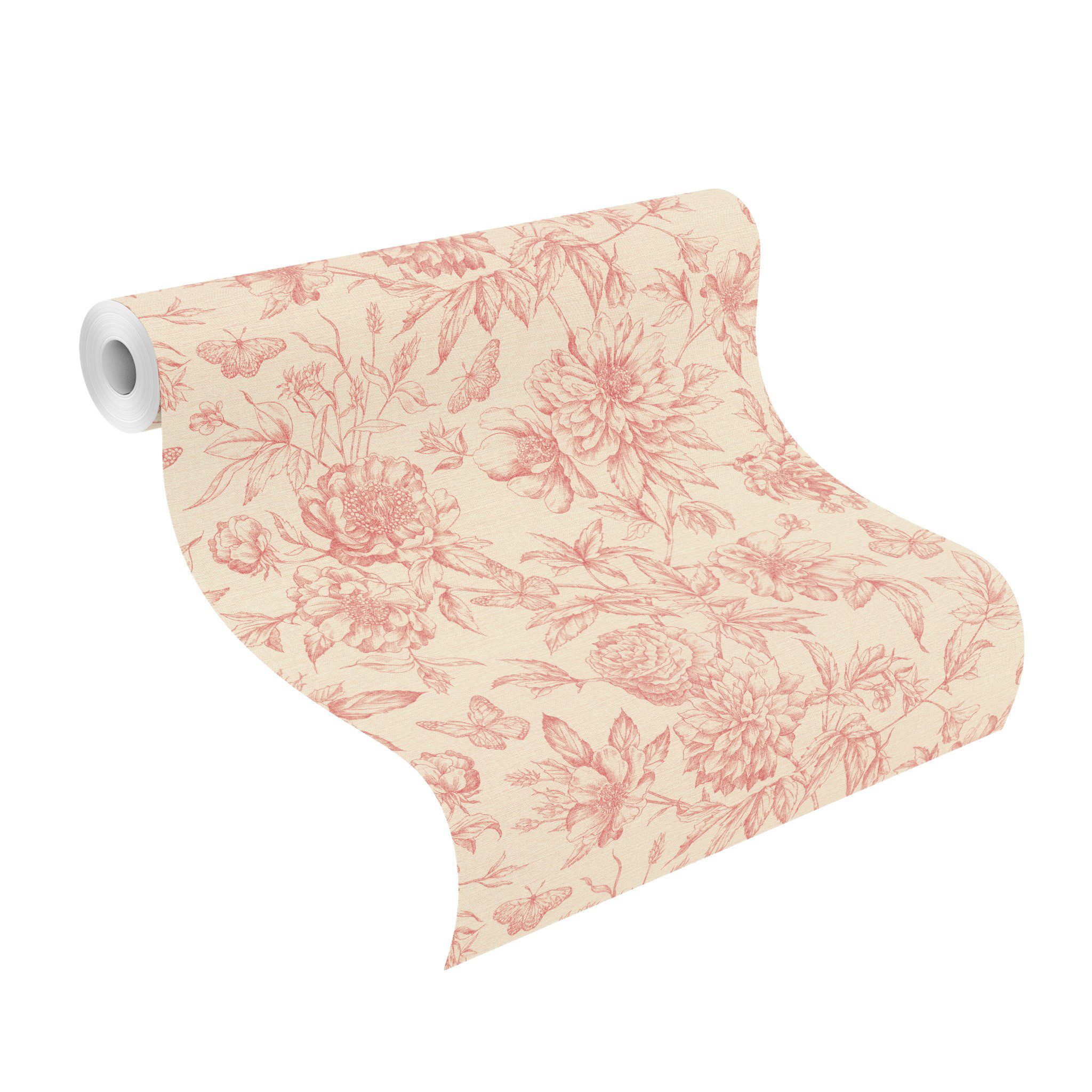 Rasch Vliestapete mit floralem Muster im Vintage Stil, floral, gemustert, geblümt, botanisch, (1 Rolle, 1 St), Vintage