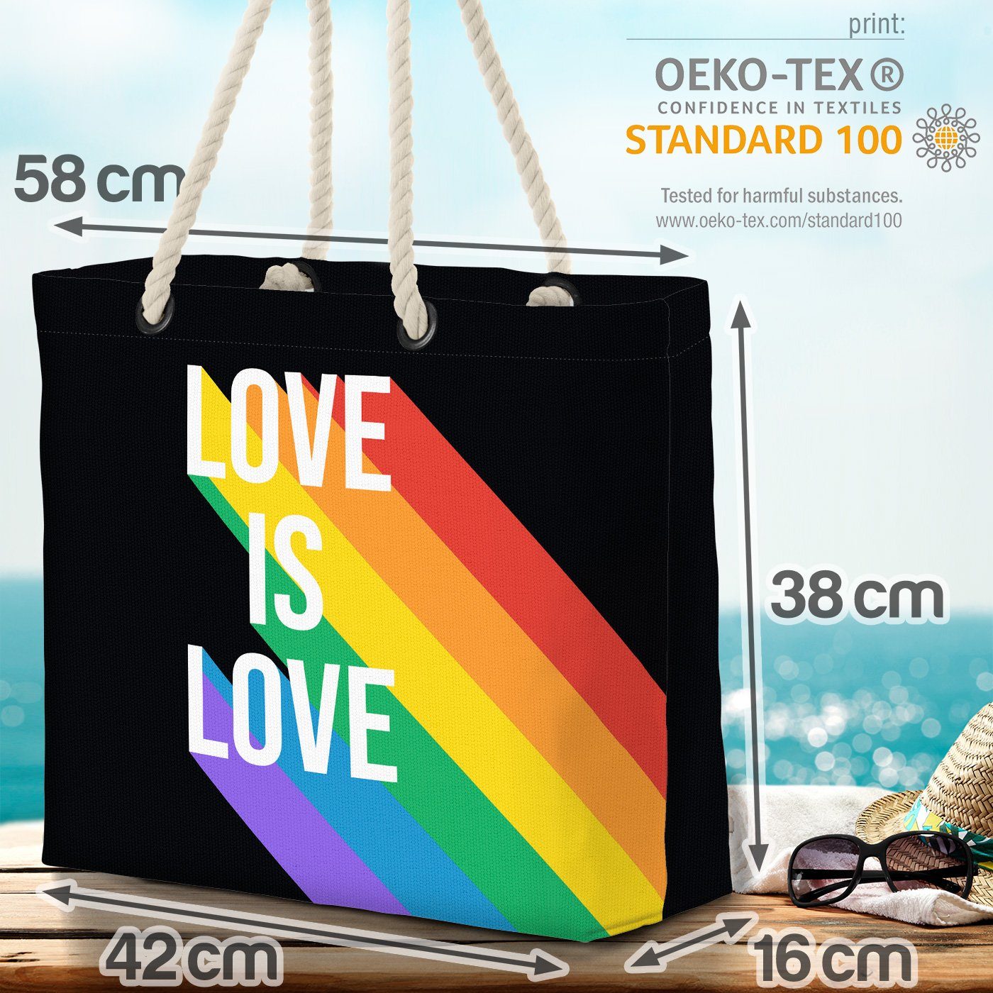 VOID Strandtasche (1-tlg), Pride Gay flagge Love LGBTQ is pride parade Schriftzug Logo flag club