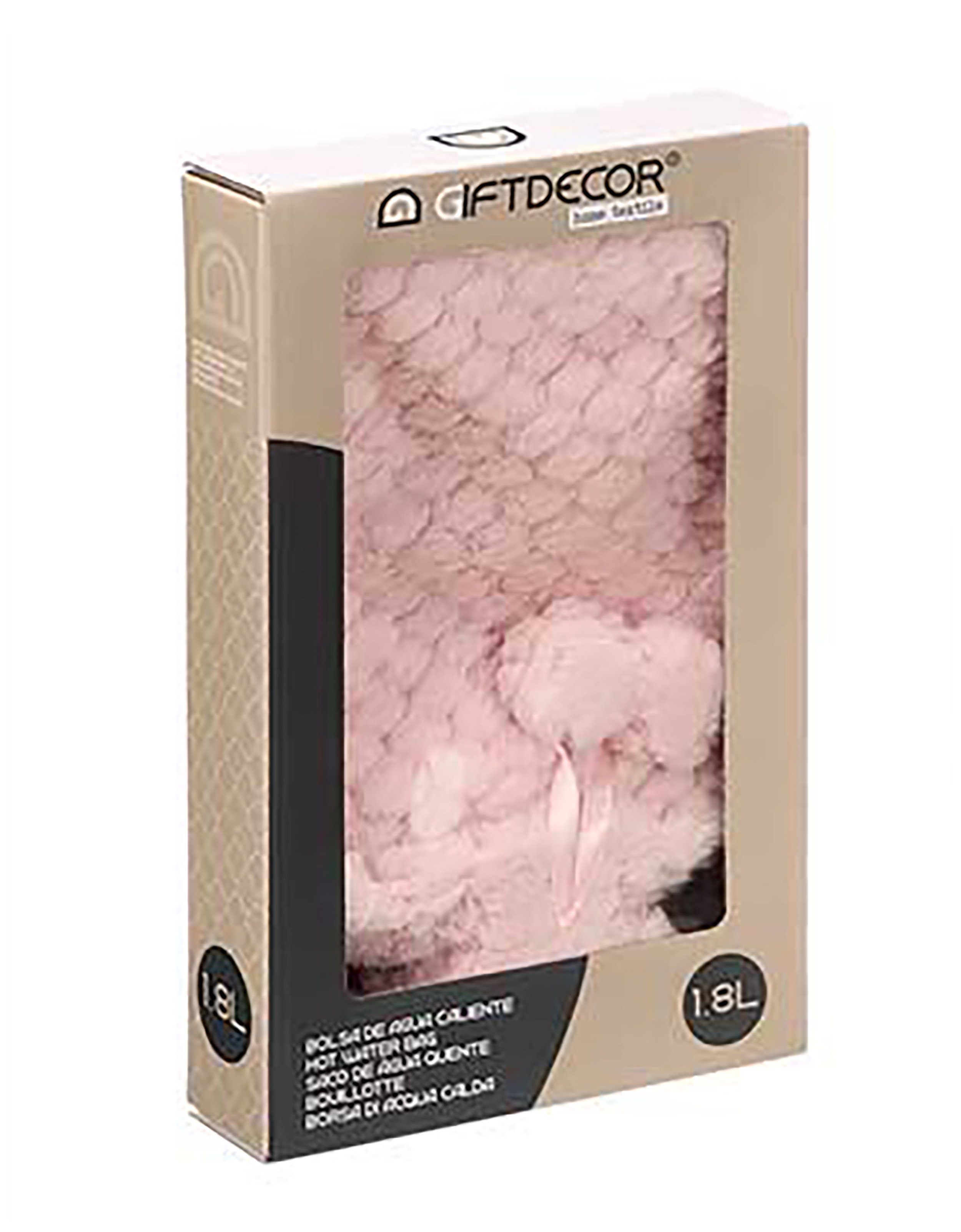 Giftdecor Wärmflasche WÄRMFLASCHE 1,8L aus Gummi mit Bezug kuschliger Bettflasche (Rosa-32), Wärme Flasche Wärmekissen Wärmetherapie Wärmflaschen