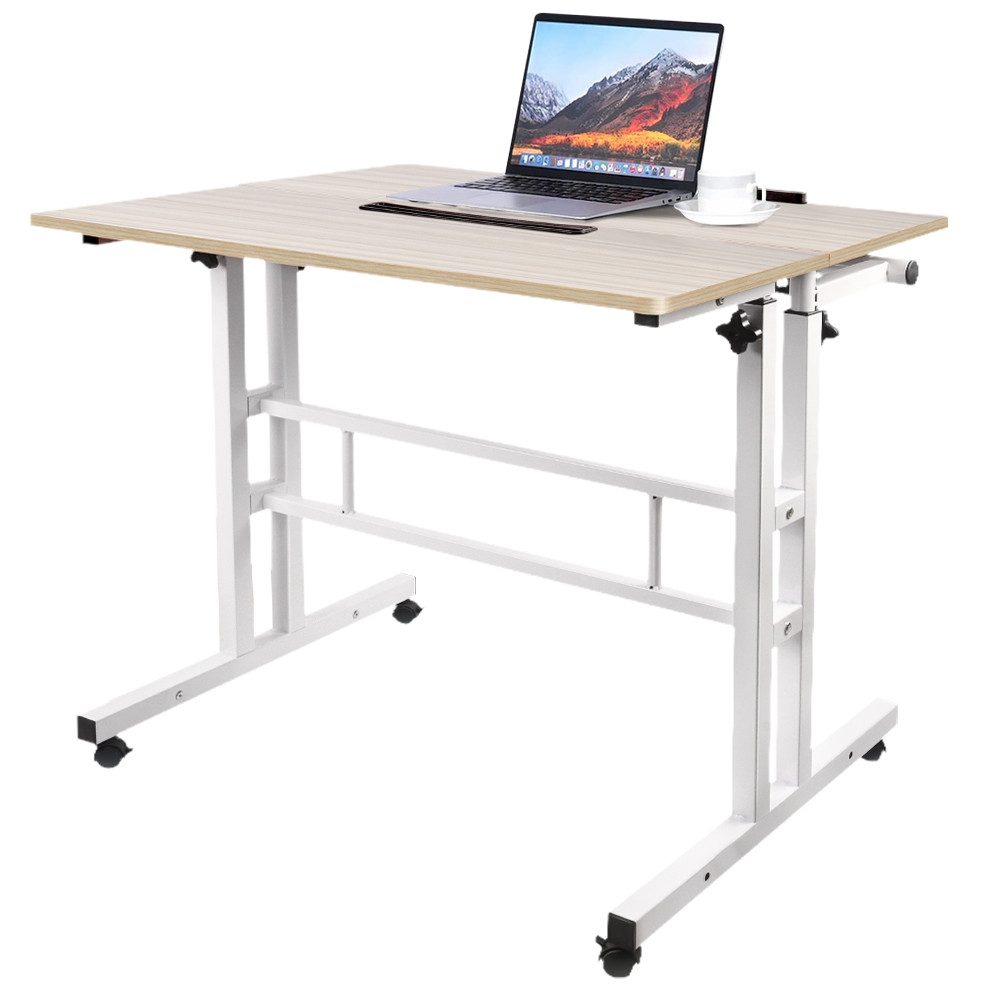 JEOBEST Schreibtisch Steh-Sitz Tisch Stehpult Verstellbarer Computertisch, (1-St., Laptoptisch), mit Rollen, 180° Neigbarer Tischplatte