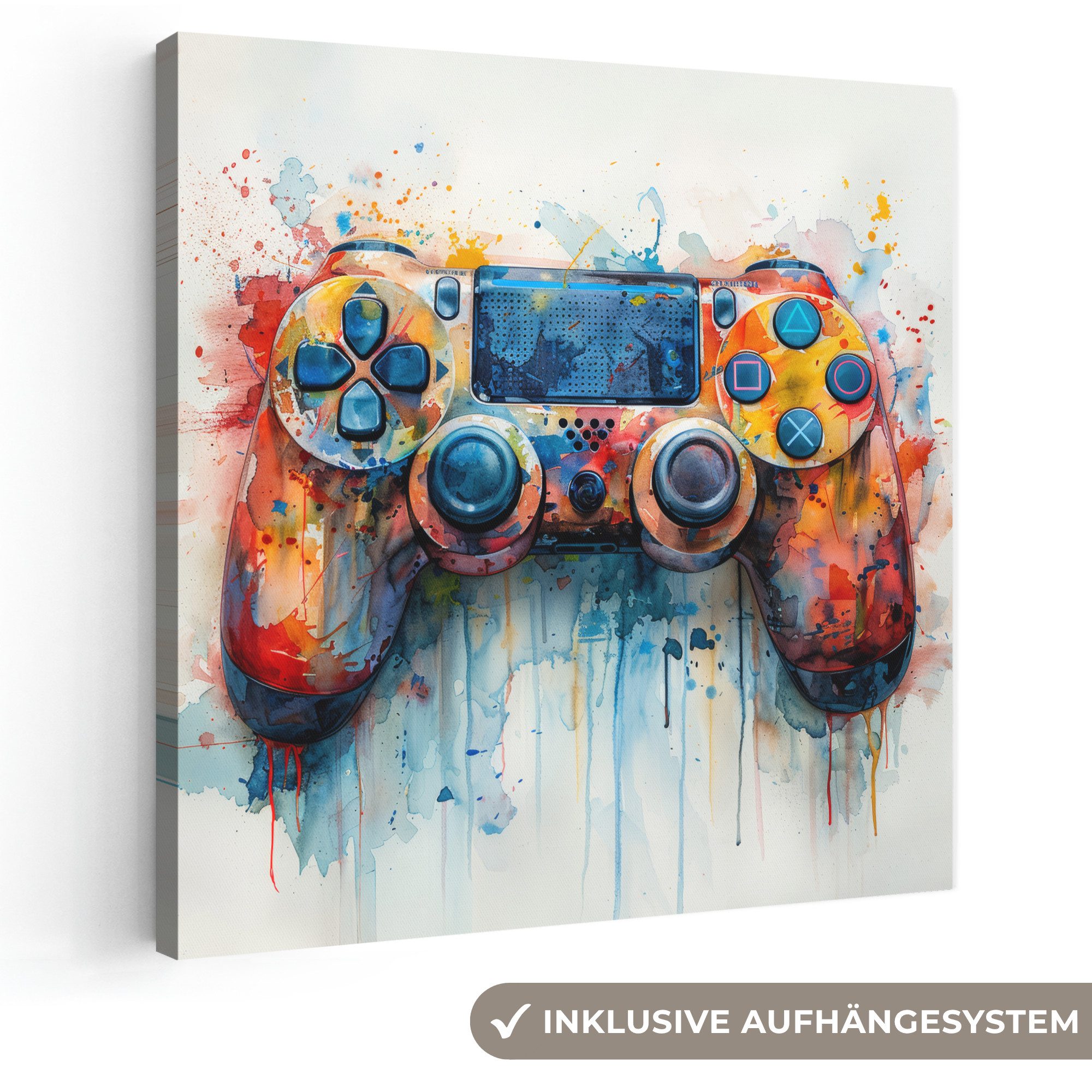 OneMillionCanvasses® Leinwandbild Kinder- en tiener kamer - Gaming - Game controller, Fotodruck (1 St), Wandbild, Deko Schlafzimmer Wohnzimmer Flur 20x20 cm