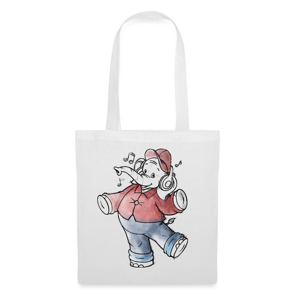 Henkeltasche Benjamin Blümchen Tanzt Fröhlich Zur Musik Stoffbeutel