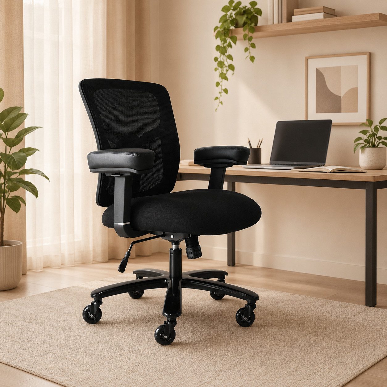 Leawin Bürostuhl Bürostuhl ergonomisch 200kg Belastbarkeit Schwerlaststuhl, XXL Bürostuhl ergonomisch, stabil & verstellbar für Büro