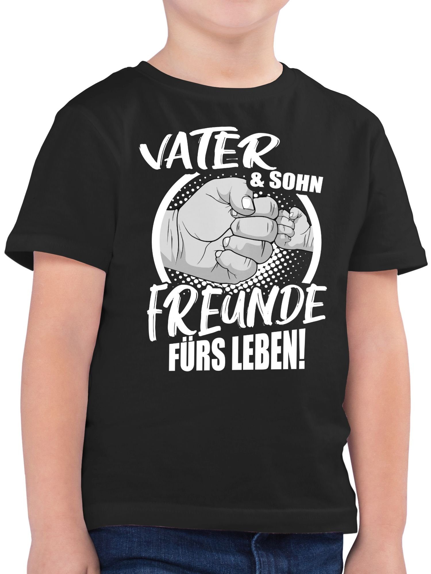 Shirtracer T-Shirt Vater & Sohn Freunde fürs Leben! Partner-Look Familie Kind 1 Schwarz