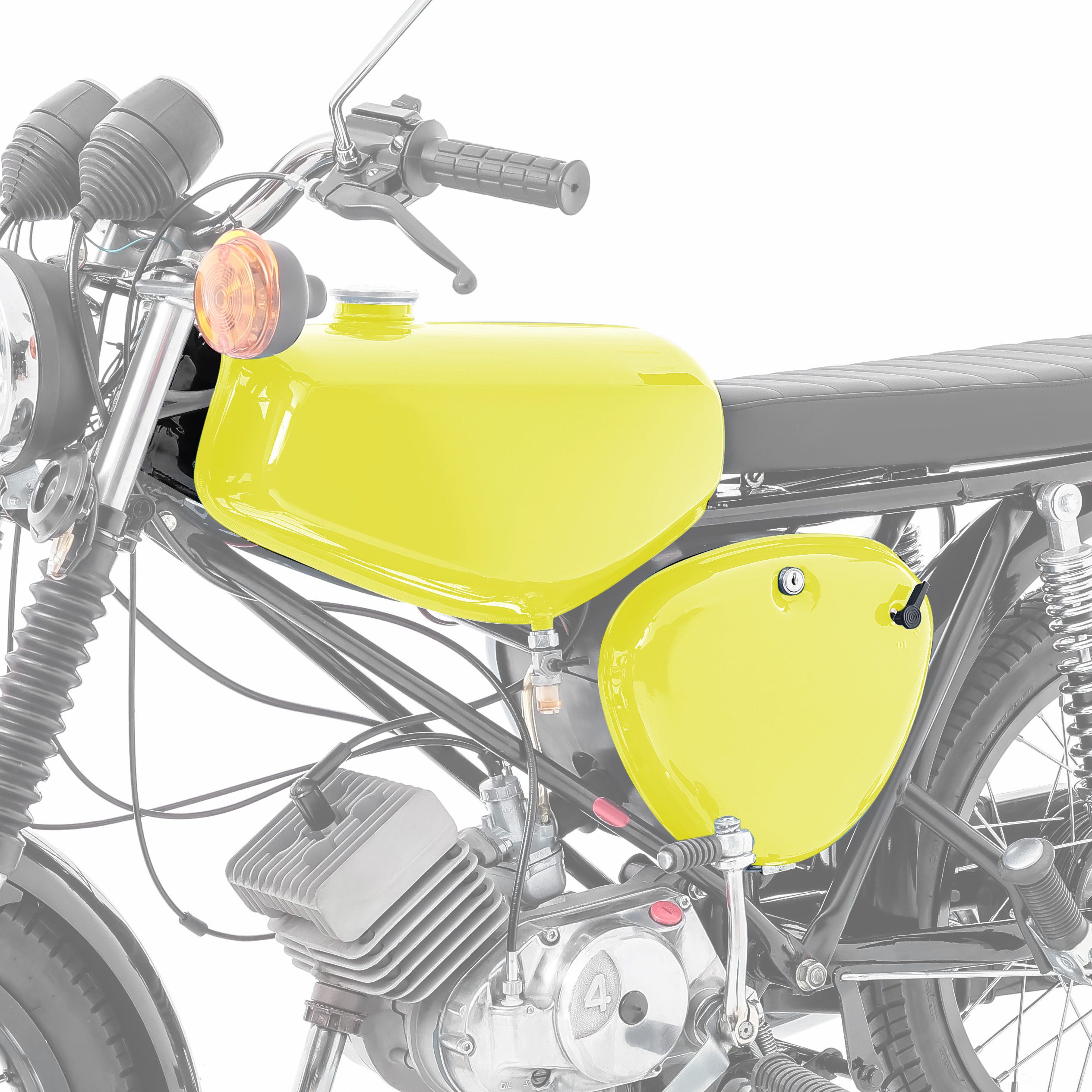 Craftride Halter Tank / Benzintank für Simson S51 / S50 / S70 mit Seitendeckel neon gel