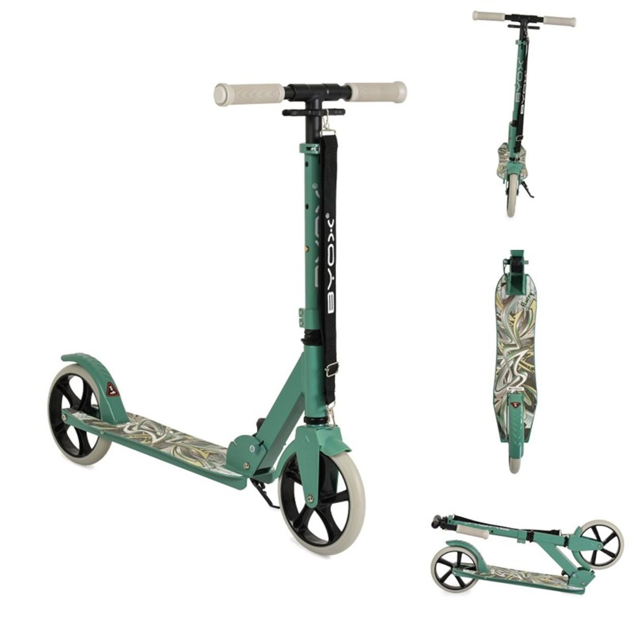 Byox Cityroller Kinderroller Flurry, klappbar, Seitenständer, höhenverstellbar, PU-Räder