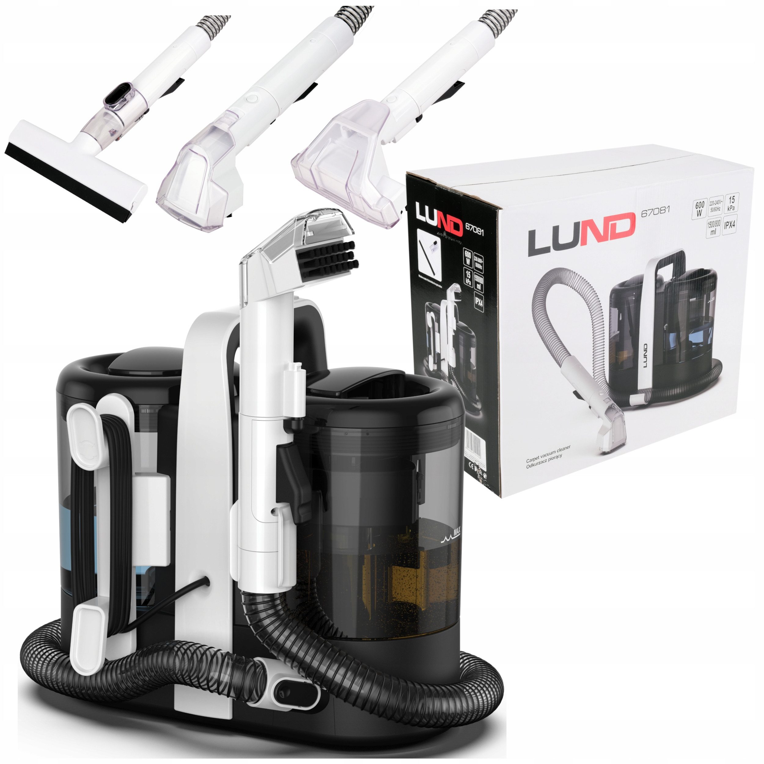 Lund Nass-Trocken-Sauger Waschsauger, Polsterreiniger 600W Teppichreiniger, Fensterreiniger, 600 W, für Reinigungsarbeiten