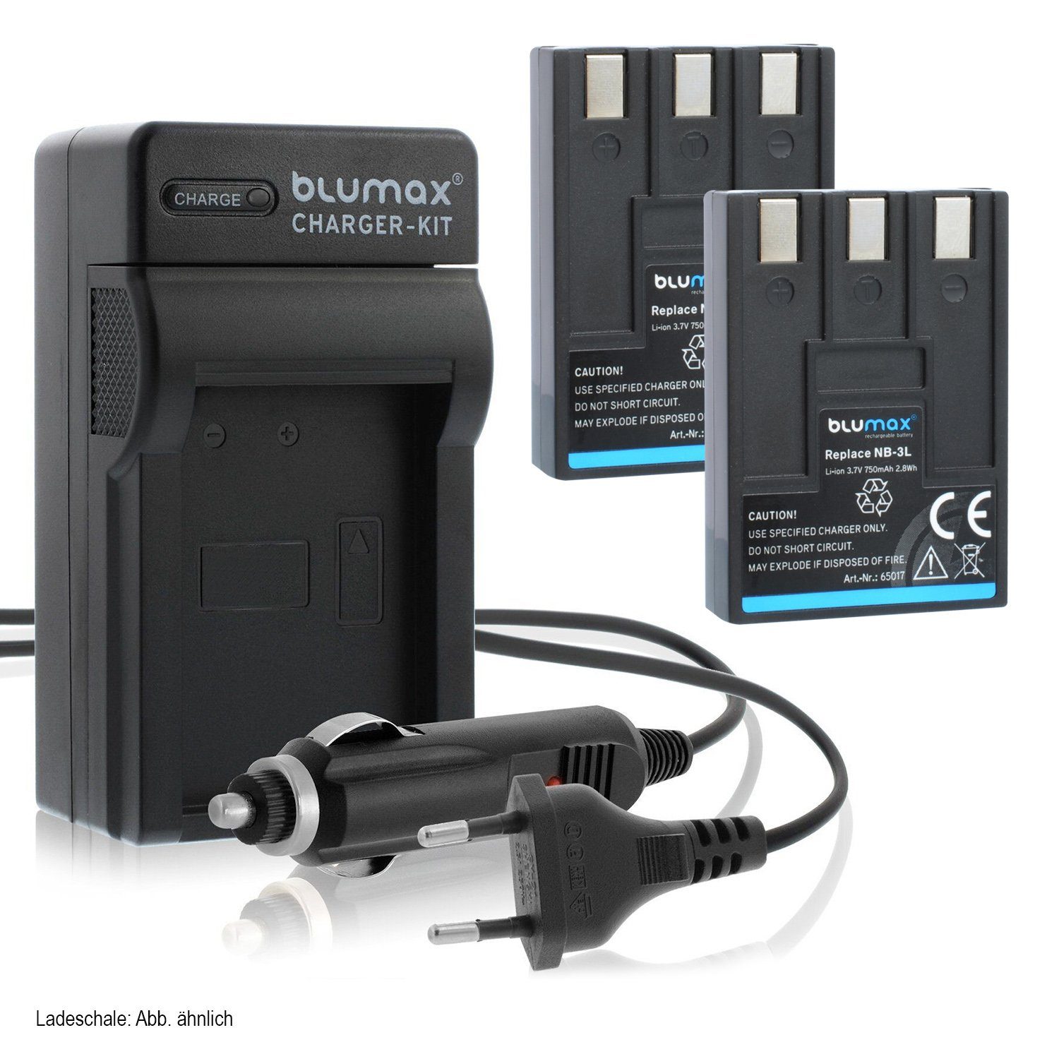 Blumax Set mit Lader für Canon NB-3LH NB-3L IXUS 750mAh Kamera-Akku