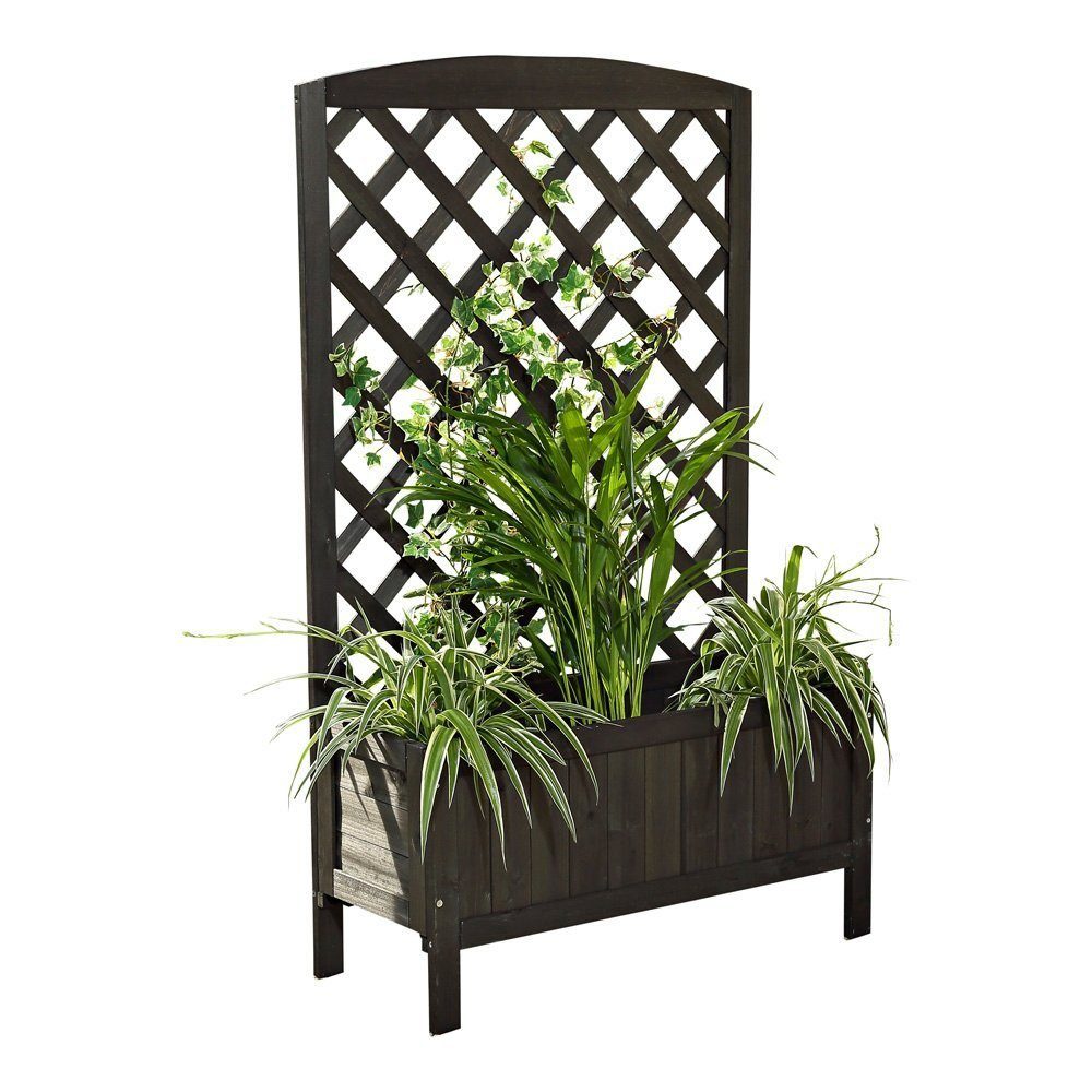 Melko Blumenkasten Gartenbogen 72x30x120 Langlebig Schwarz Rankgitter cm Rankgestell Pflanzkasten Spalier Rankhilfe (Stück), Rankkasten Blumenkasten Blumenständer Holz Blumenkübel Pergola