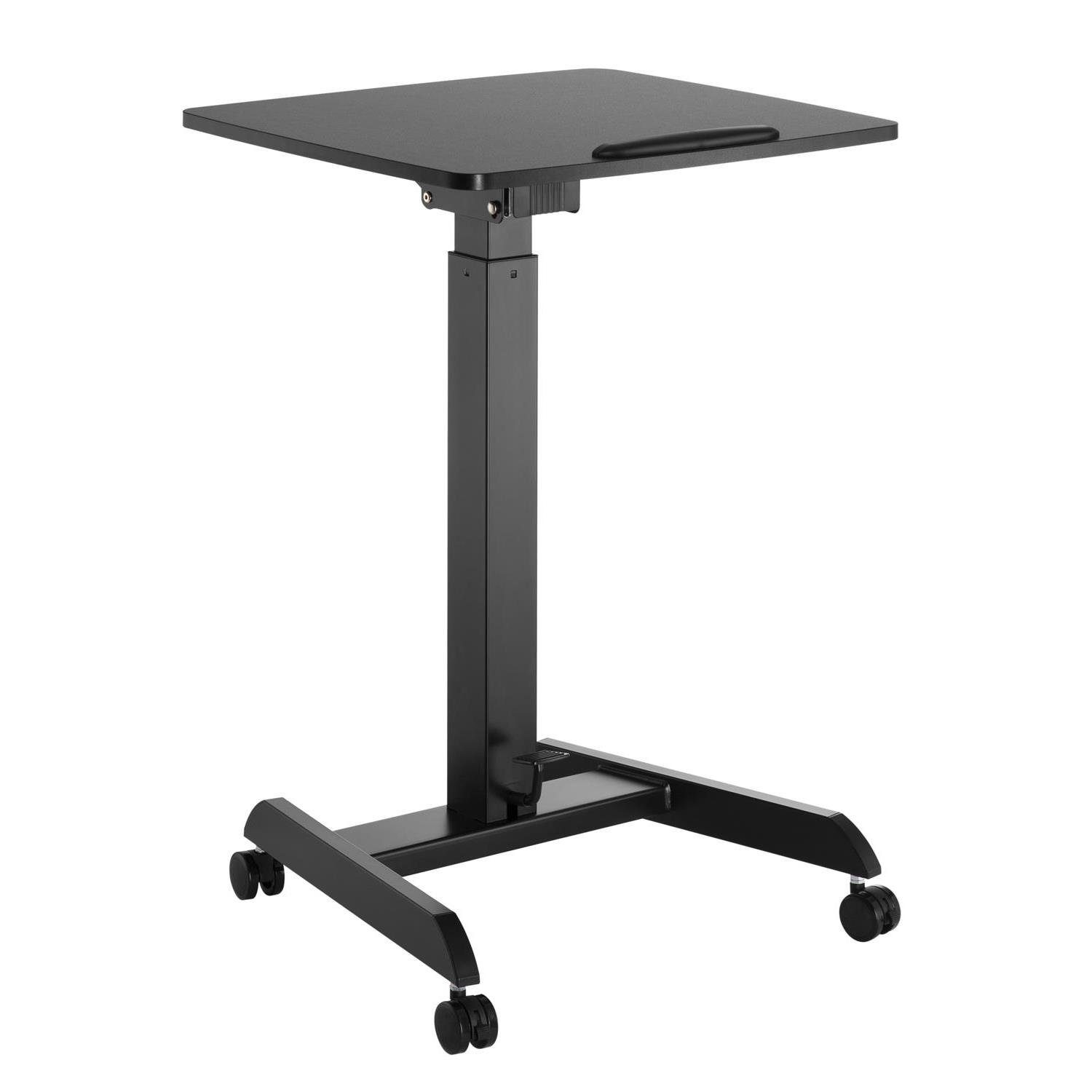 Maclean Schreibtisch MC-892 Sitz-Steh Tisch Höhenverstellbarer Schreibtisch 76–113 cm, mit Rollen, neigbare Tischplatte, Gasfeder-System & Fußpedal, bis 8 kg