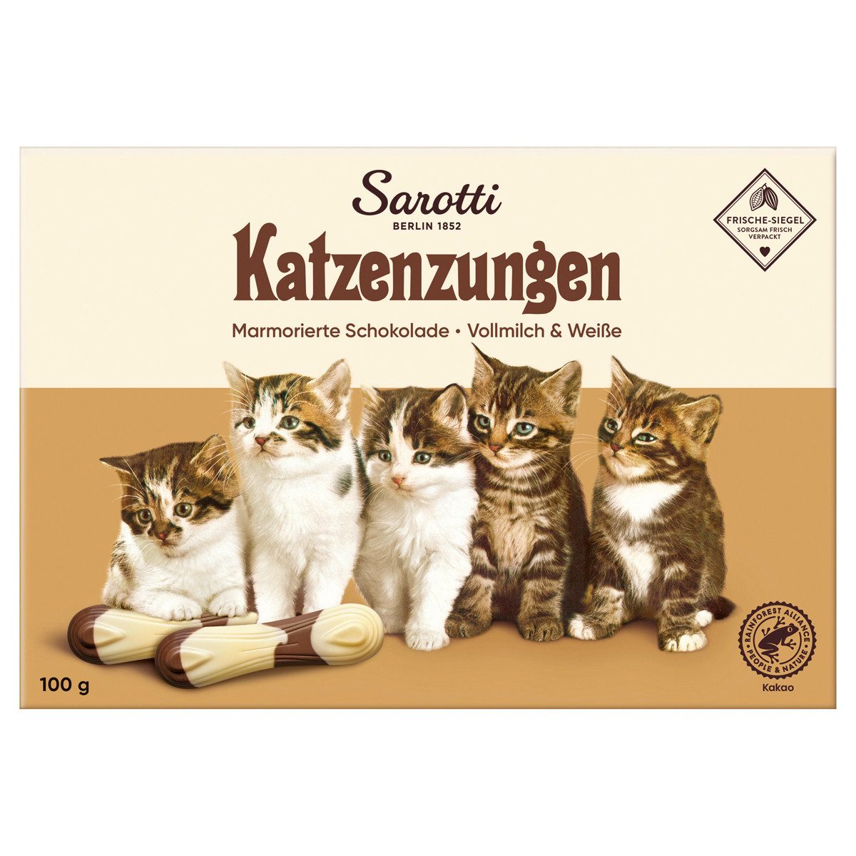 Sarotti Schokolade, Sarotti Katzenzungen Weiße und Vollmilchschokolade marmoriert 100g