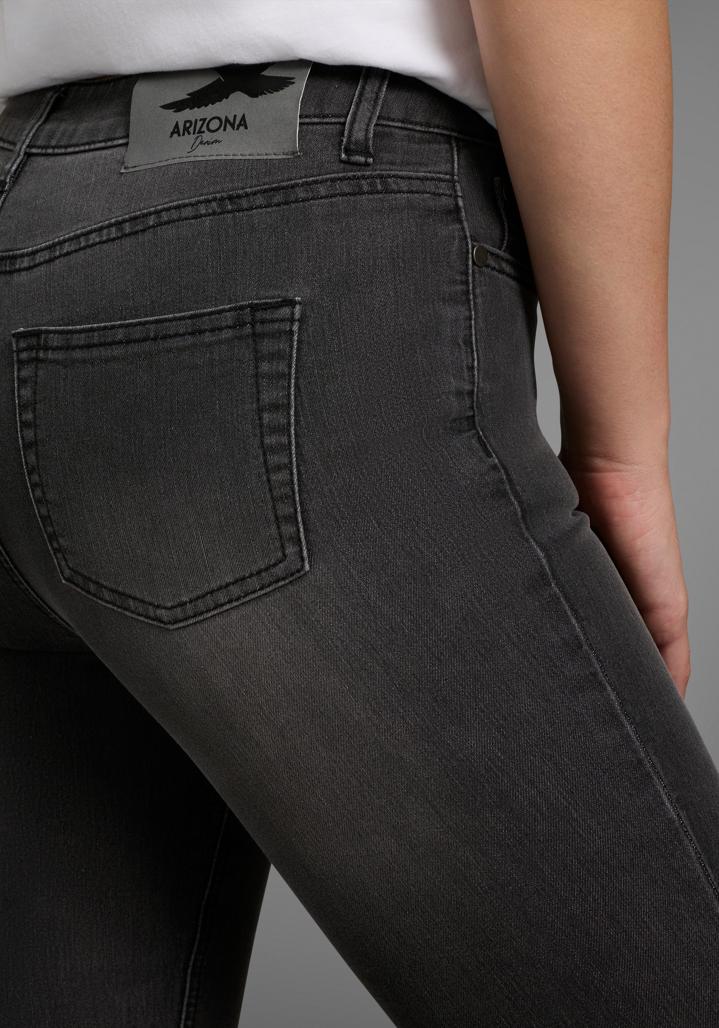 Arizona Slim-fit-Jeans Shaping enge Passform, Röhrenjeans, Used-Look-Waschung, hohe Leibhöhe