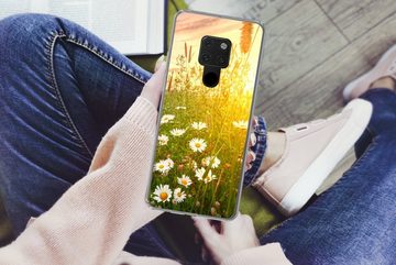 MuchoWow Handyhülle Blumen - Gänseblümchen - Natur - Sonne - Horizont, Handyhülle Huawei P40 Lite, Handy Case, Silikon, Bumper Case