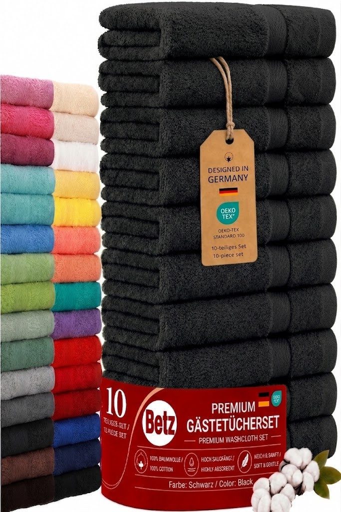 Betz Gästehandtücher 10 tlg. Gästehandtücher-Set PREMIUM 100 % Baumwolle 30x50cm, 100% Baumwolle (10-St)