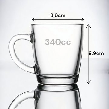 Pasabahce Gläser-Set Trinkgläser, Teeglas mit Henkel Basic 6er Set, Glas