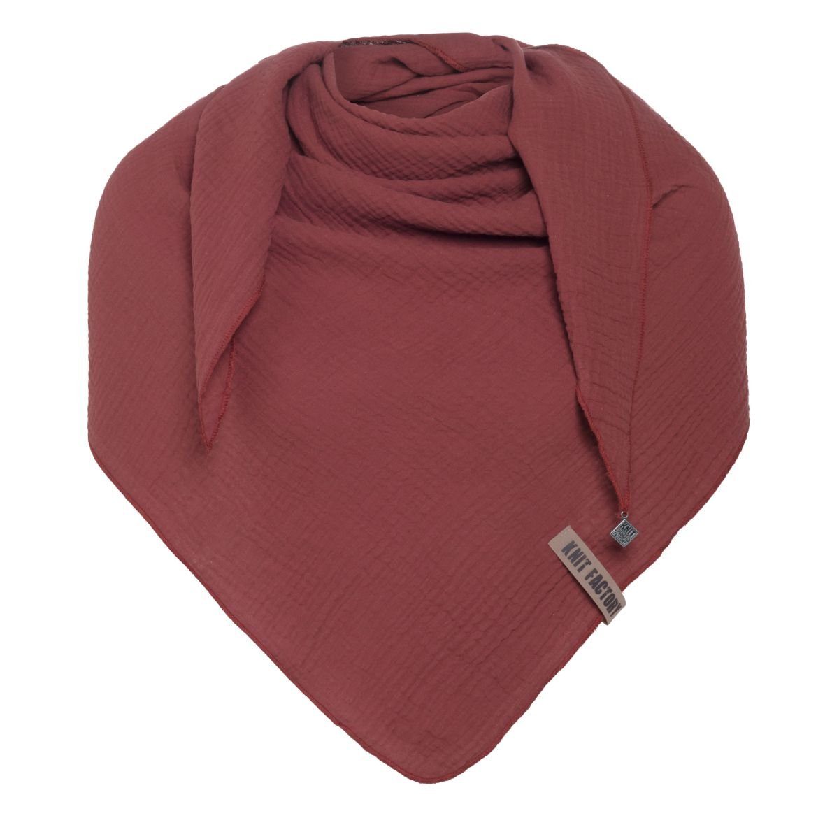 Knit Factory Schal Knit Factory Liv DreiecksSchal 190x85 cm Glatt Rot, (1-St), Schal Strickschal Umhängetuch Tuch Strickware