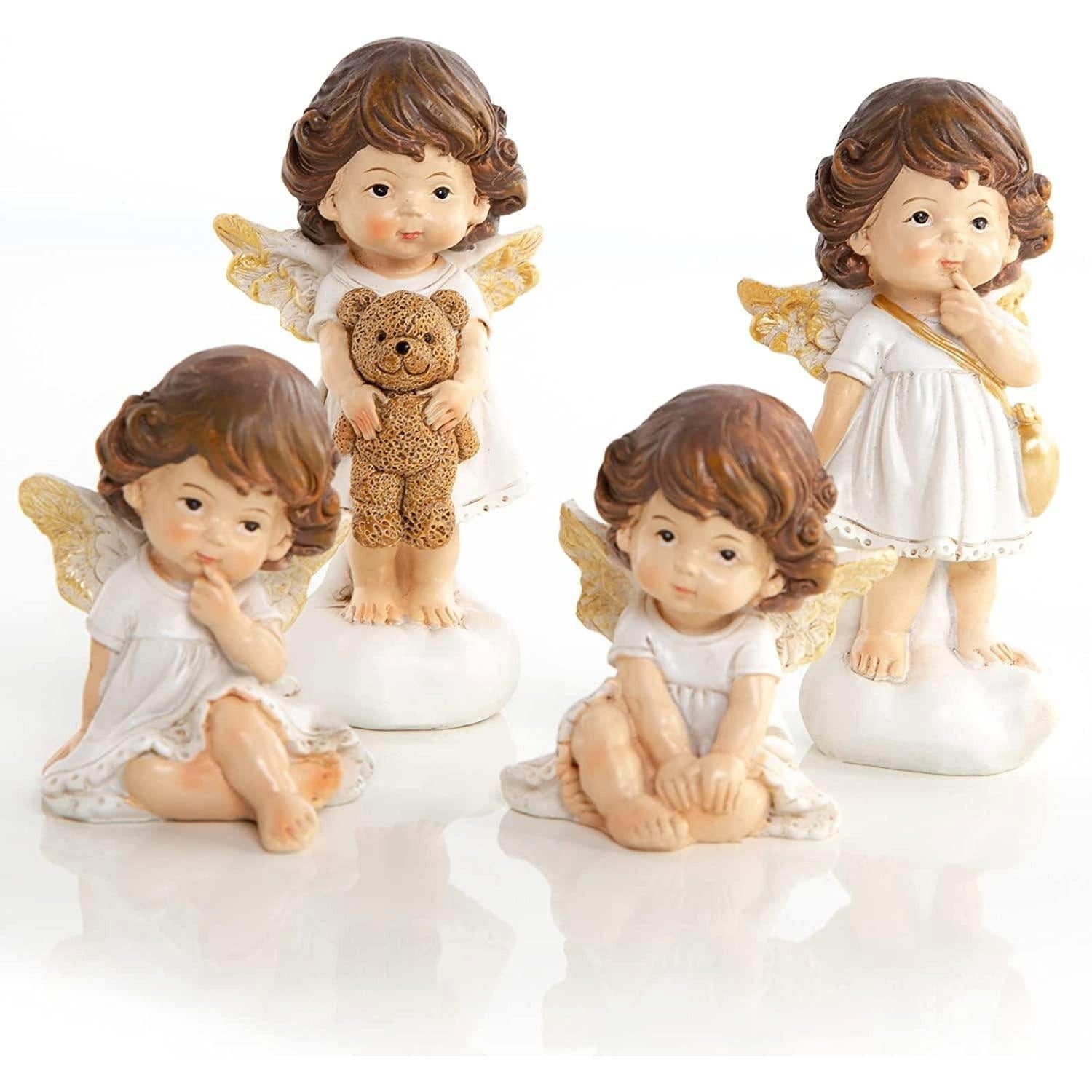 Logbuch-Verlag Dekofigur 4 Engel Figuren zum Hinstellen – Weihnachtsengel 11,5 cm