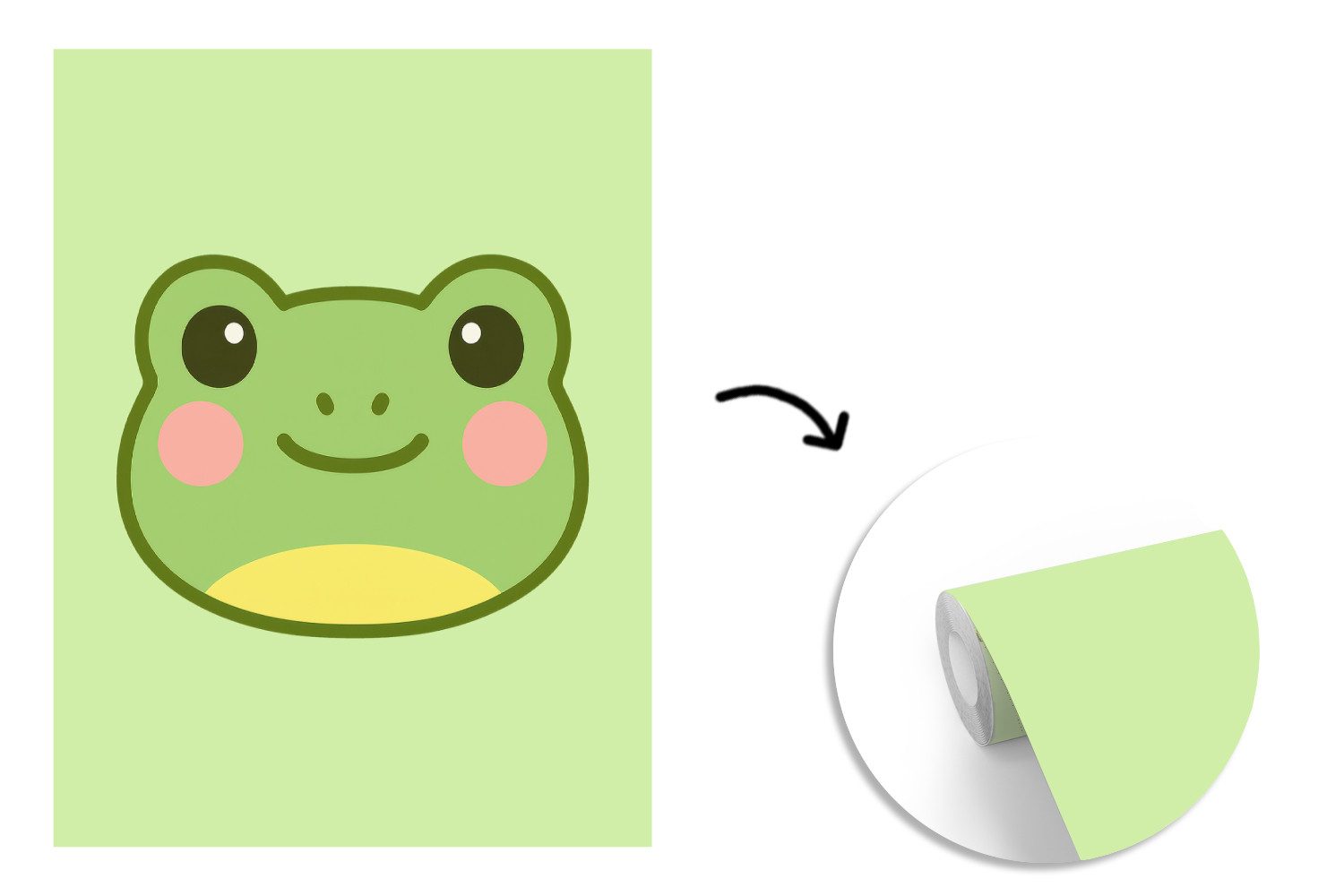 MuchoWow Fototapete Frosch - Grün - Freundlichkeit, Matt, bedruckt, Wallpaper für Wohnzimmer, Schlafzimmer, Vinyl Tapete, 165x220 cm