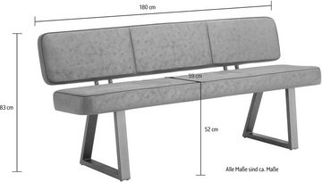 Duo Collection Sitzbank Tara Bank mit Rückenlehne, Hochwertiger Mikrofaserbezug, mit Federkern, bis 260 kg belastbar