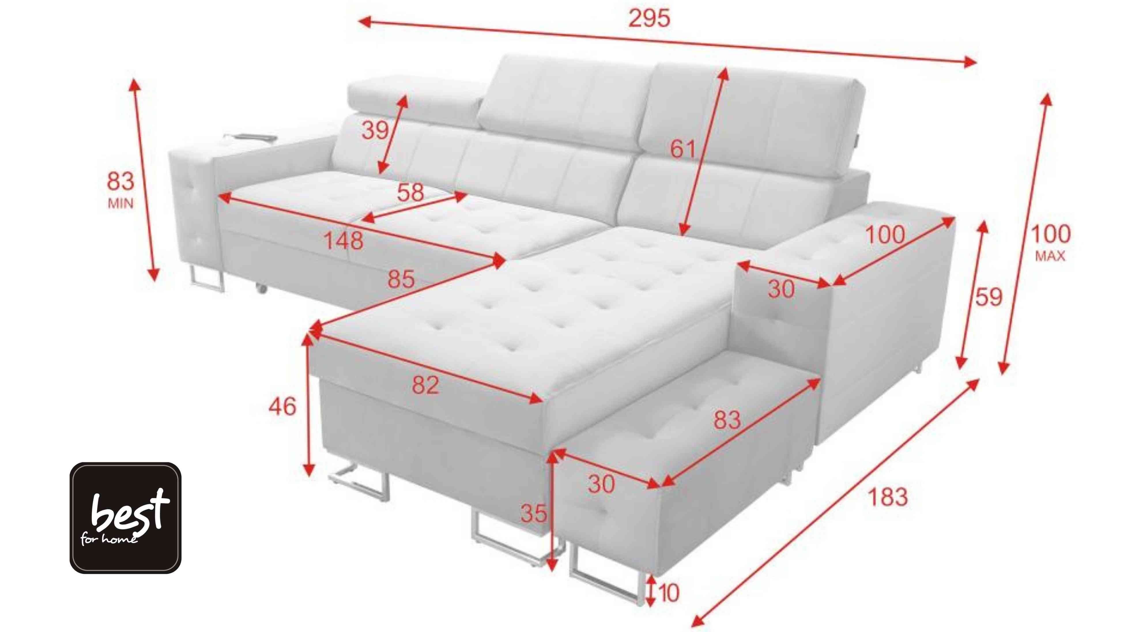 Best for Home Ecksofa Ecksofa mit Schlaffunktion und großem Staufach – Modern & Komfortabel, Schlaffunktion
