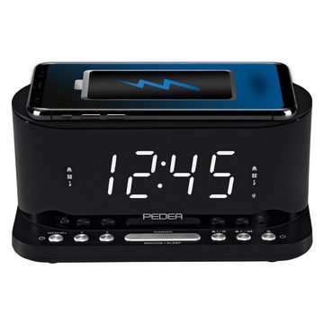 PEDEA Radiowecker mit QI-Charging Funktion, FM Radio, 2 Weckzeiten, LED-Bildschirm, Sleep & Snooze-Funktion