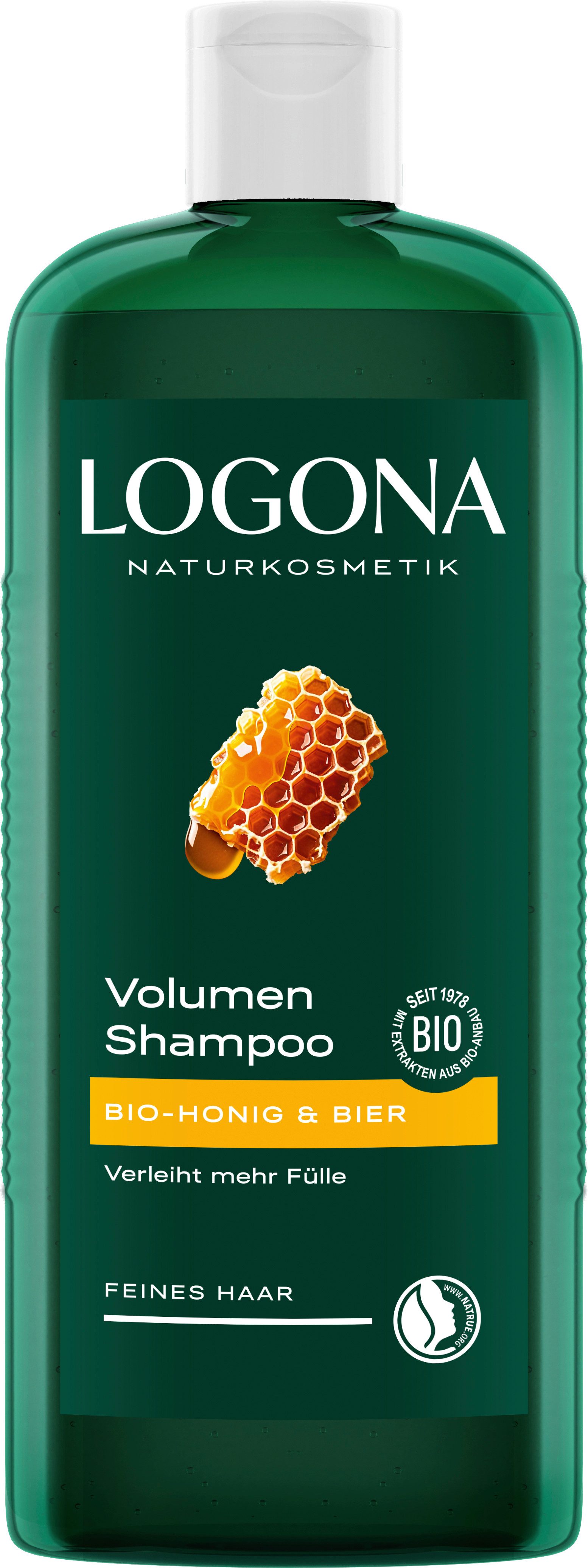 LOGONA Haarshampoo VOLUMEN SHAMPOO BIO-HONIG & BIER, für feines Haar, volumenverstärkend