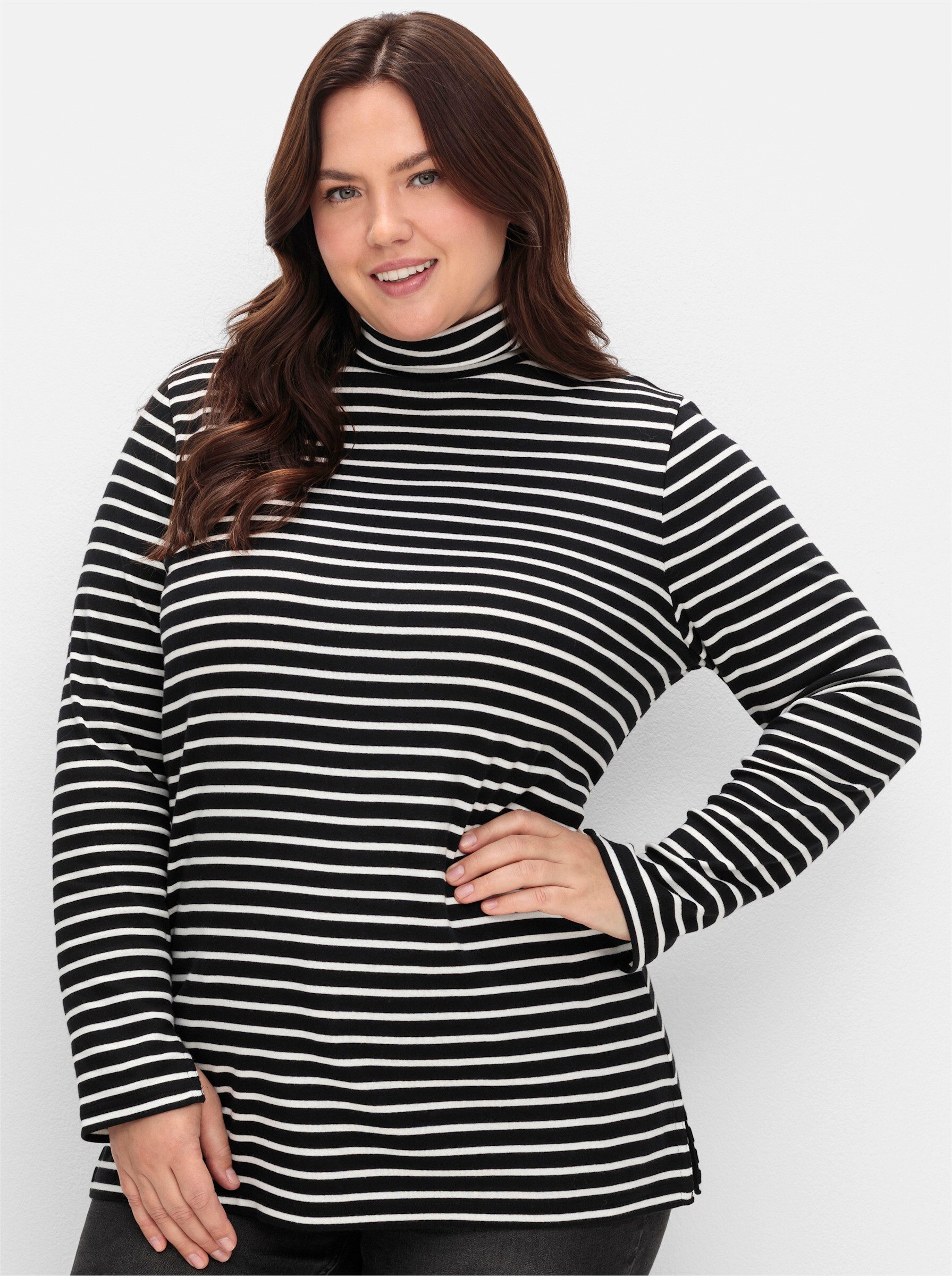 Sheego T-Shirt Rollkragenshirt . in Rippqualität günstig online kaufen