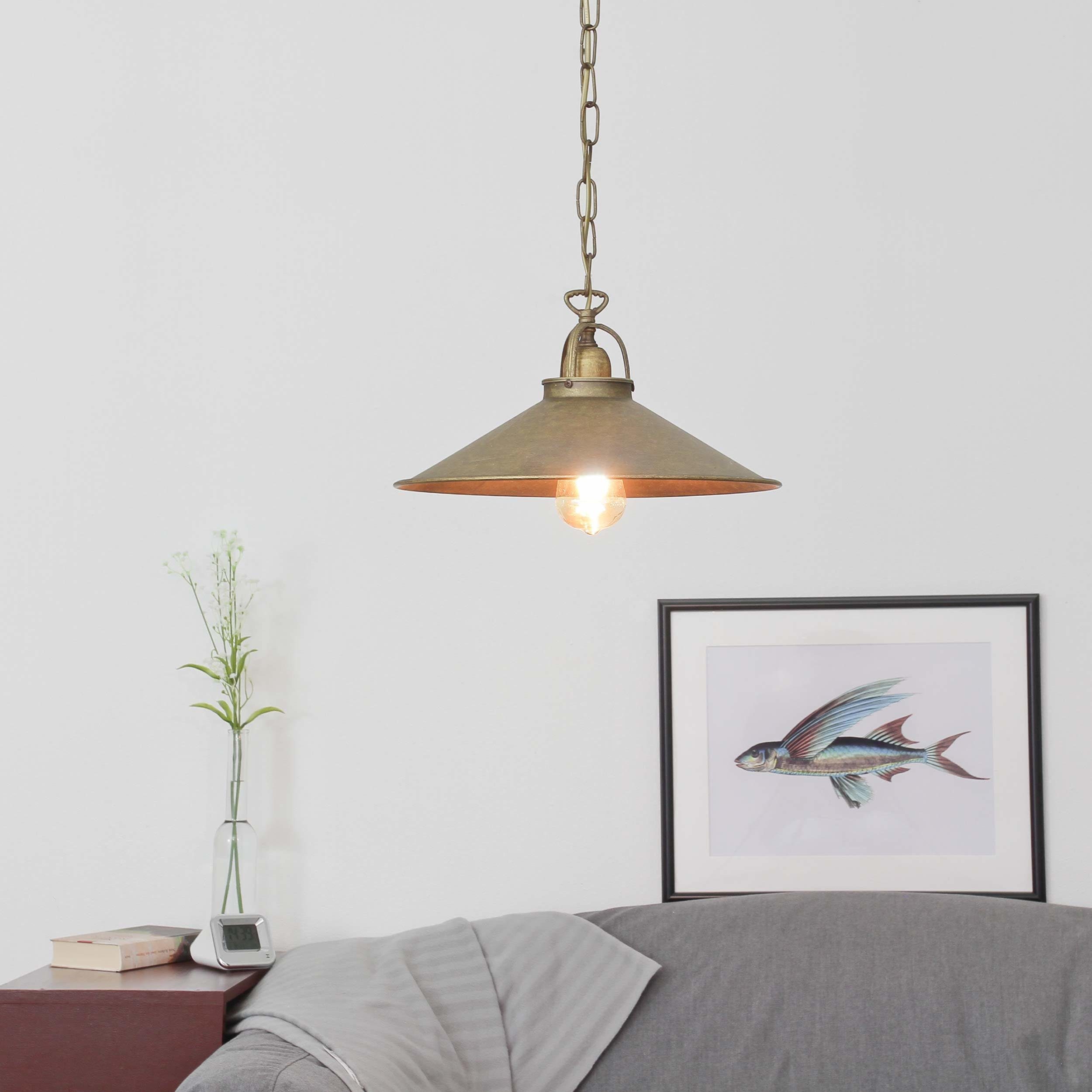 Licht-Erlebnisse Pendelleuchte ALICE, ohne Leuchtmittel, Hängelampe Esszimmer Echt-Messing bronziert E27 Industrial Vintage