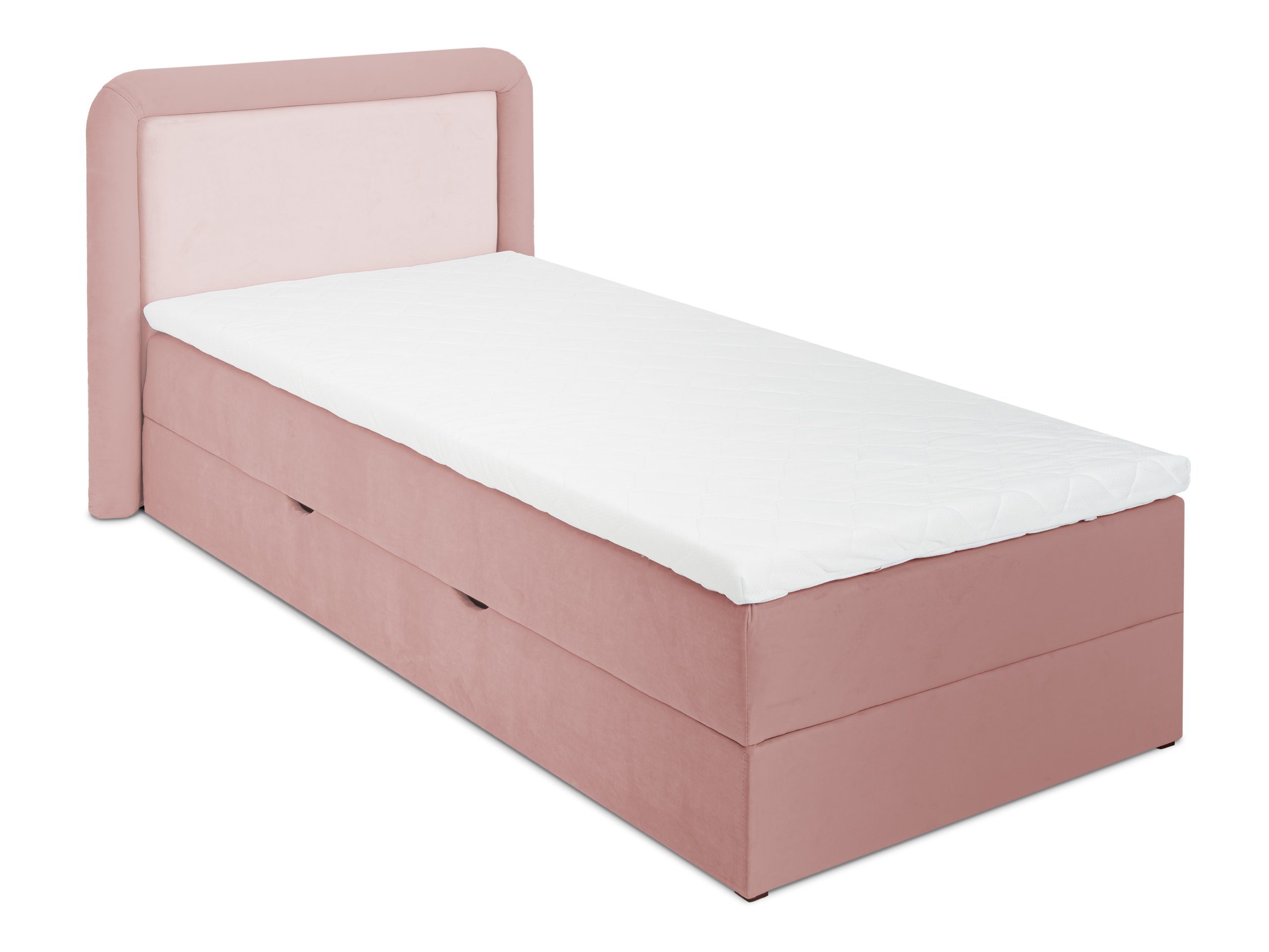 rosa Kinderbett 90x200 mit 1, Bettkasten und Silea Topper cm Mädchenbett wonello